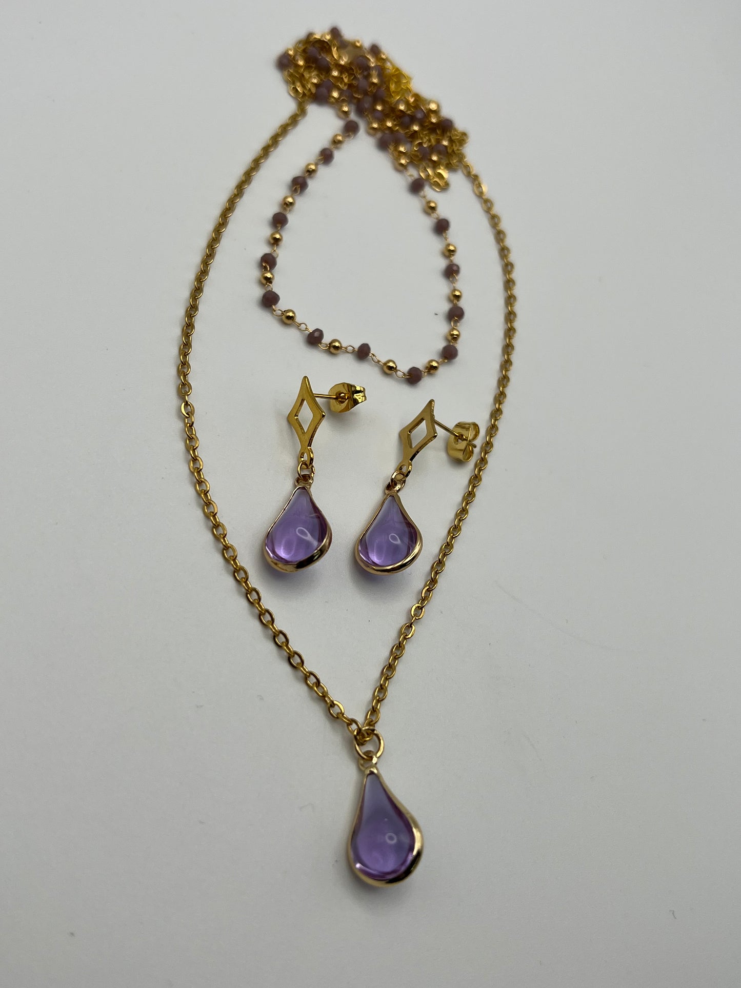 Teardrop Pendant Layered Necklace Set