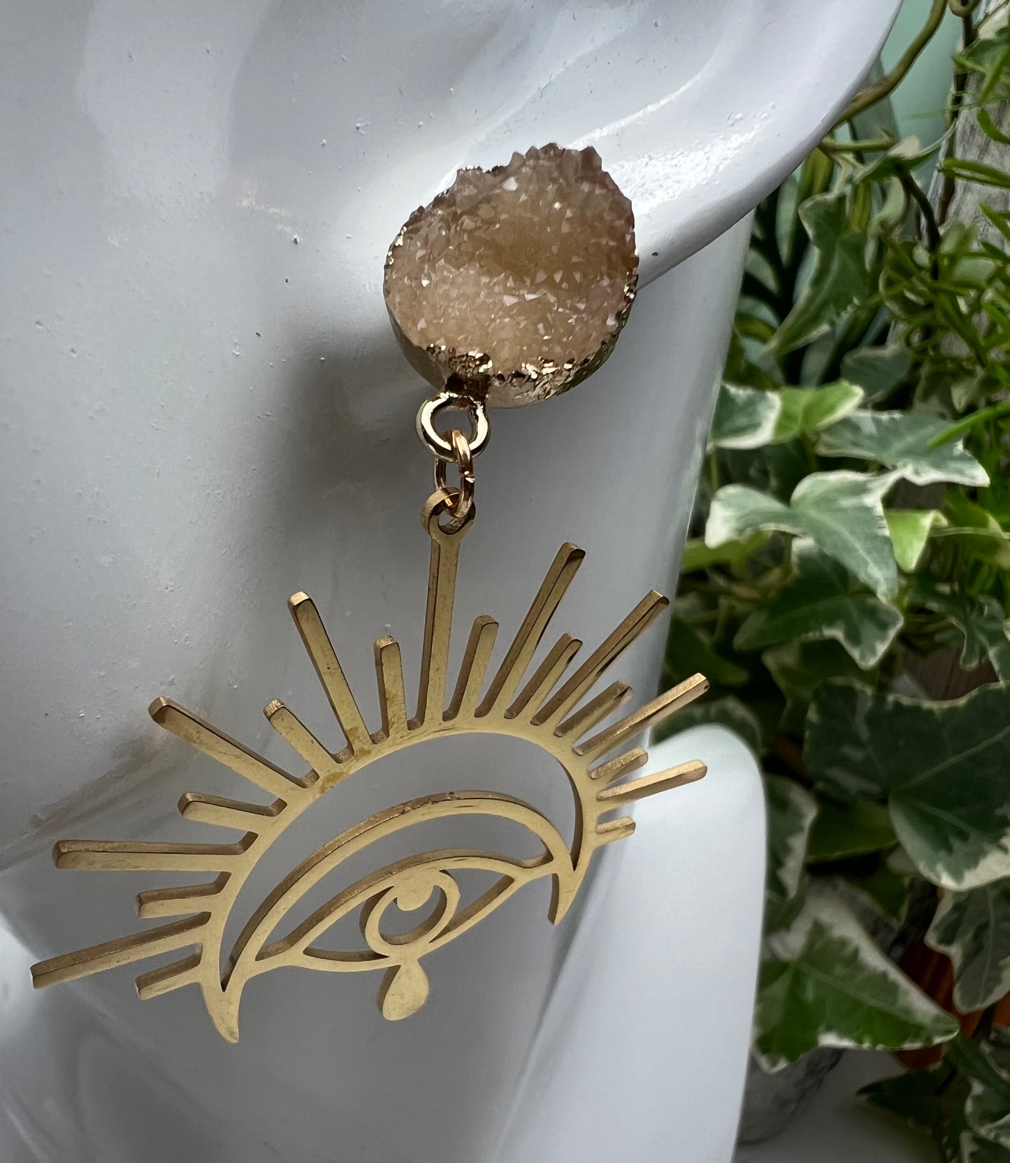 All Seeing Eye & Moon Statement Earrings