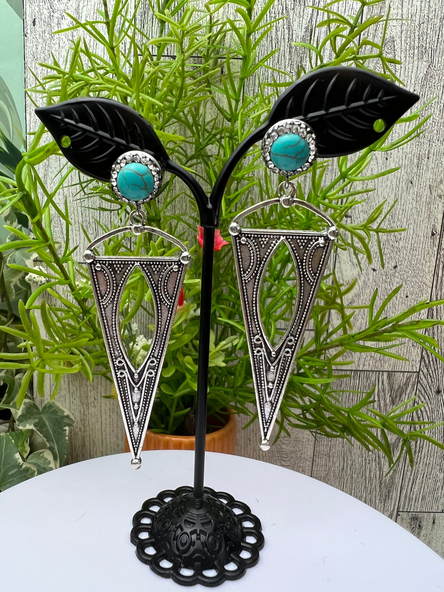 Western Boho Silver Dangle Earrings