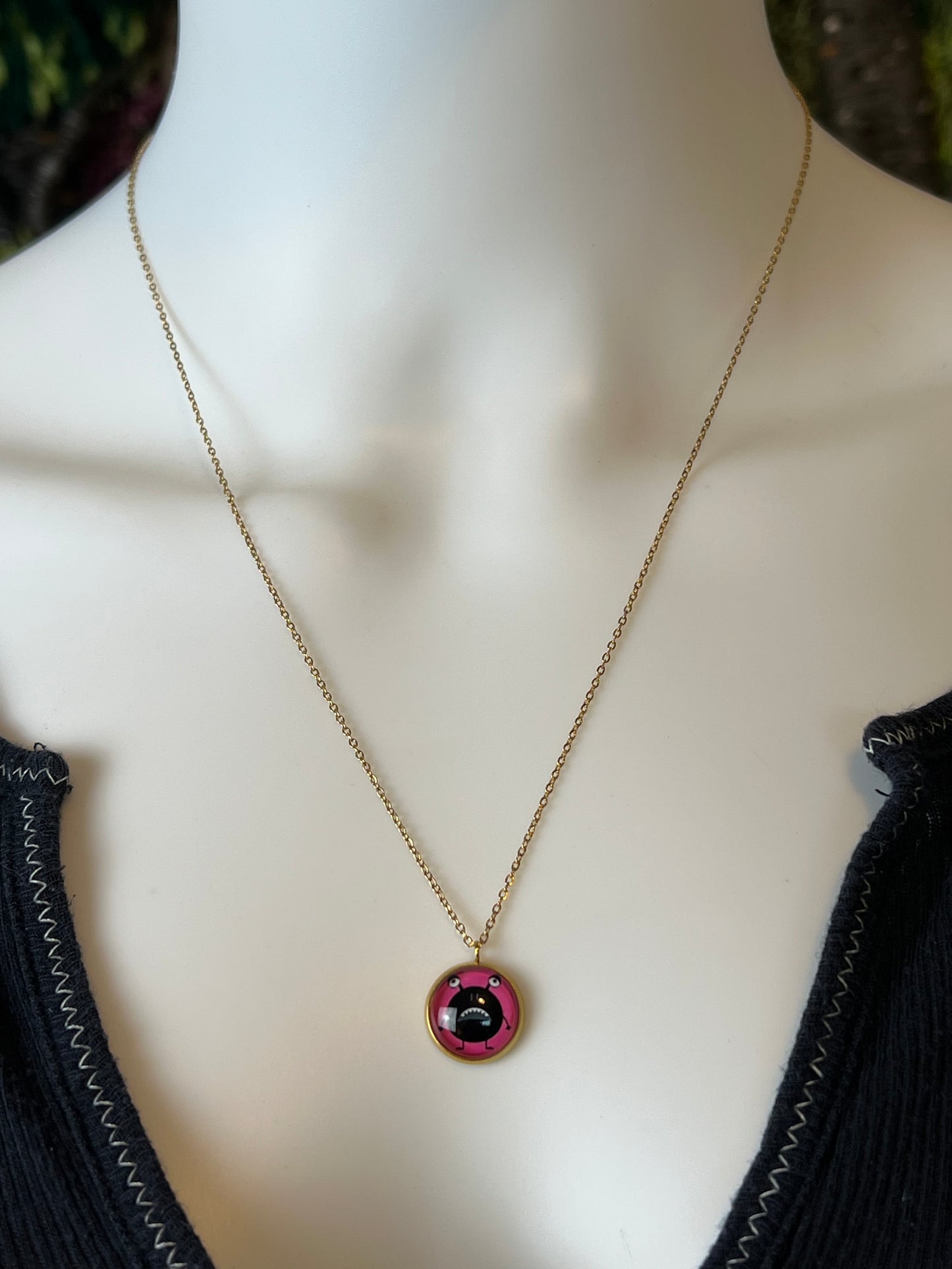 Cutesy Monster Pendant Necklace