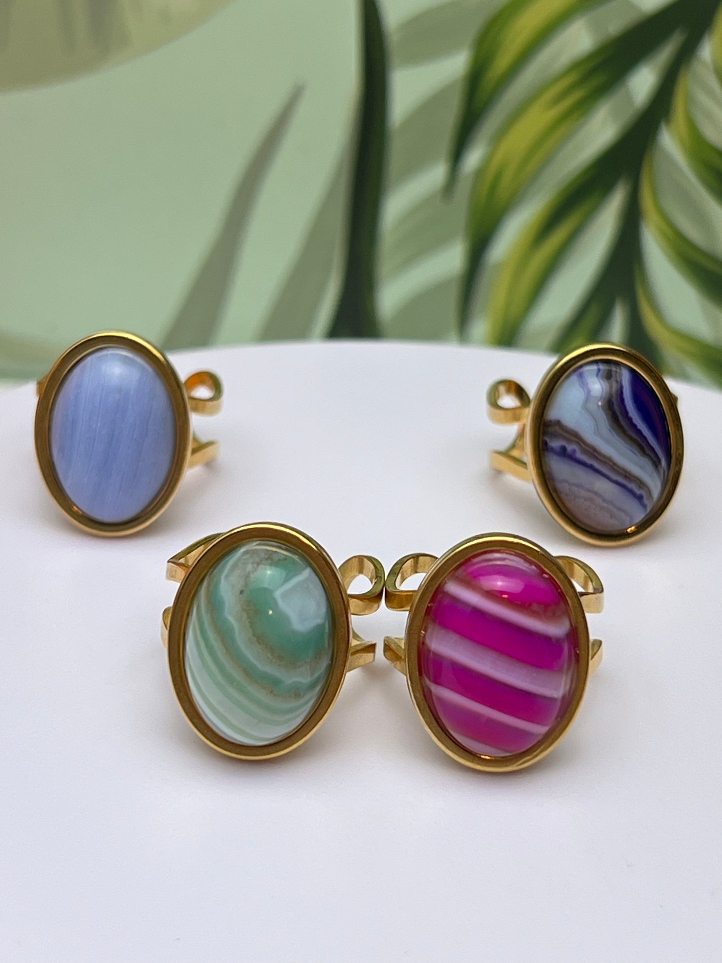 Agate Oval Statement Rings