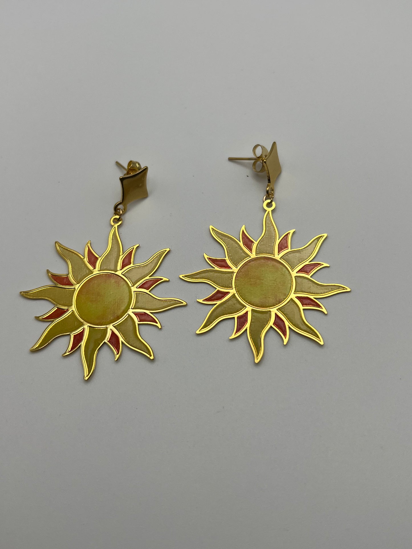 Brass Sun Statement Earrings