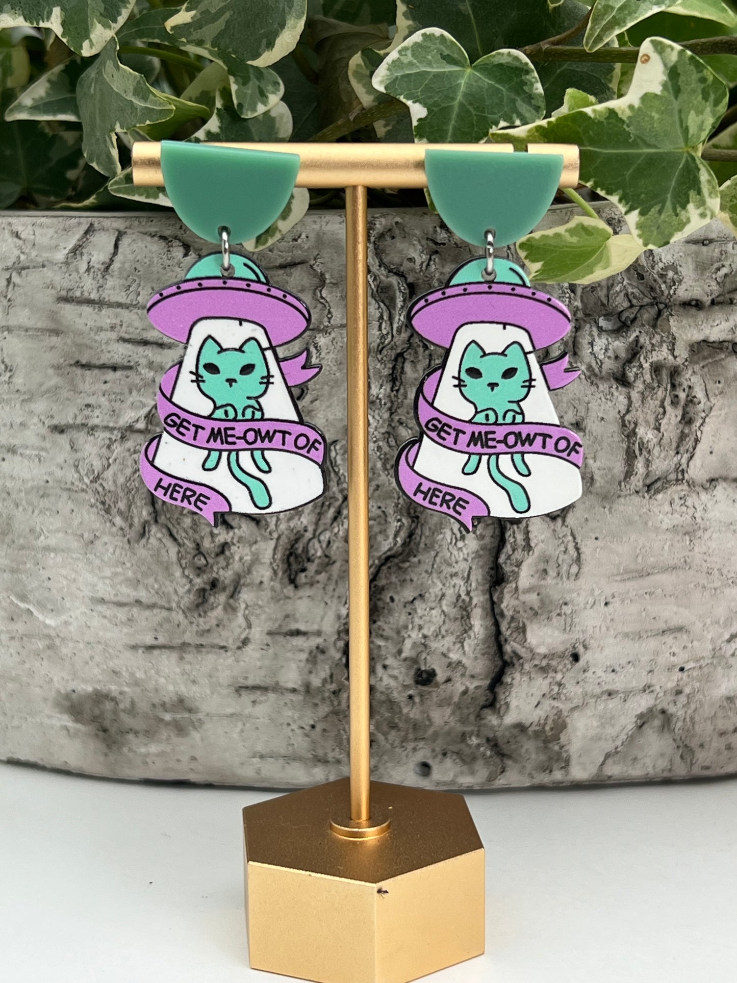 Cat & Aliens Dangle Earrings