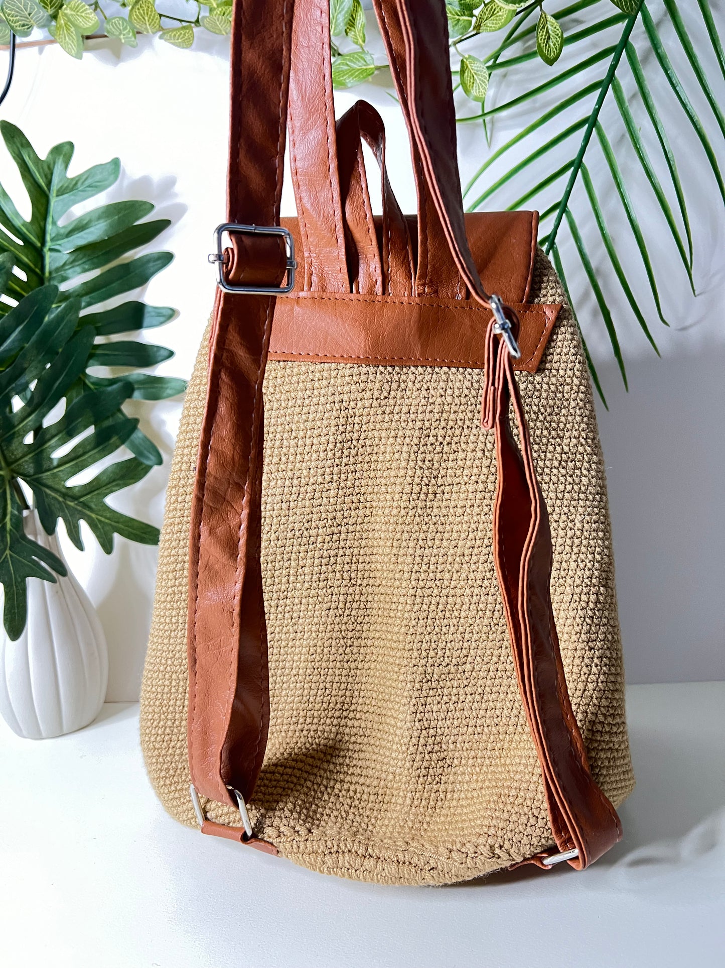Classic Tan Handwoven Backpack