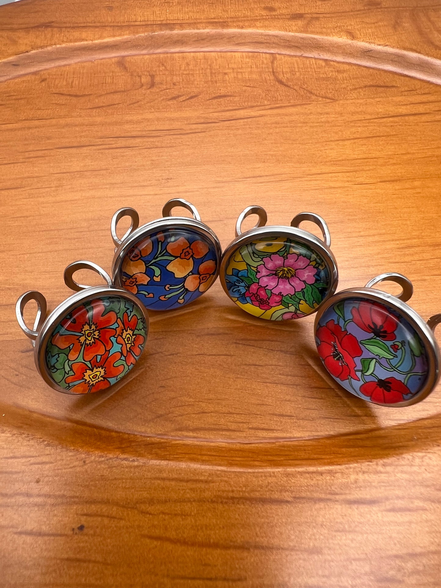 Oversized Elegant Floral Statement Rings