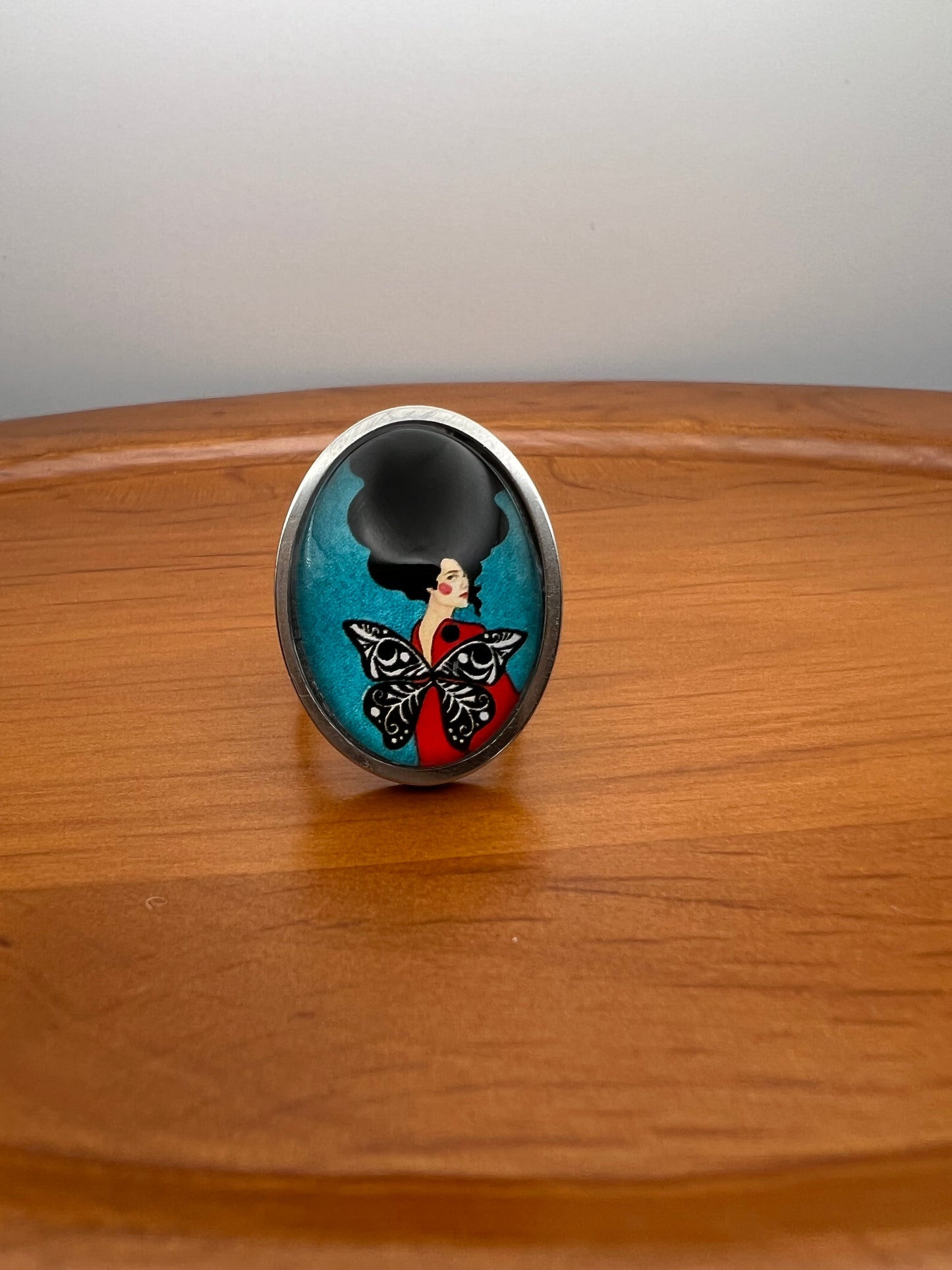 Winged Woman Oval Ring