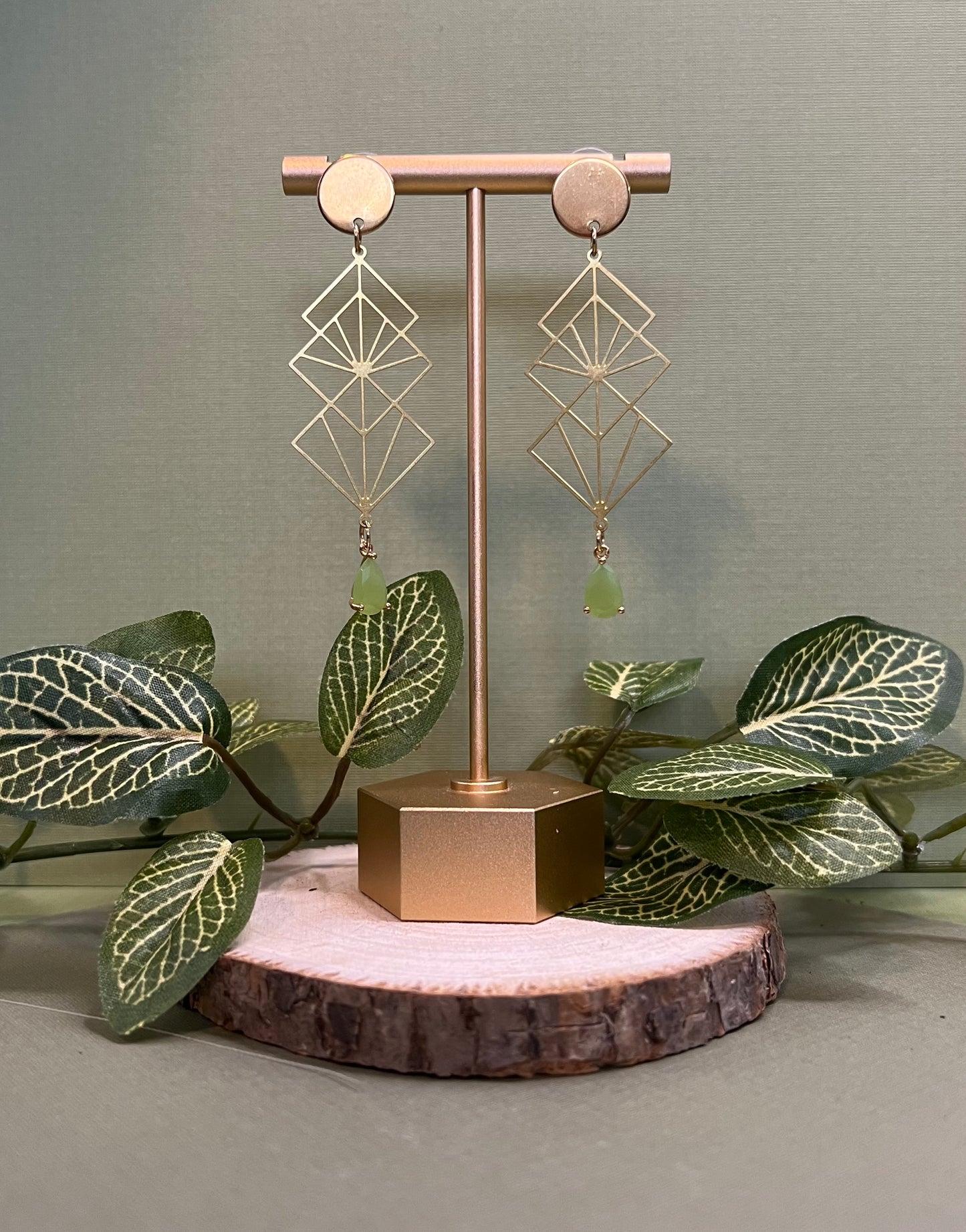 Art Deco Geometric Brass Earrings