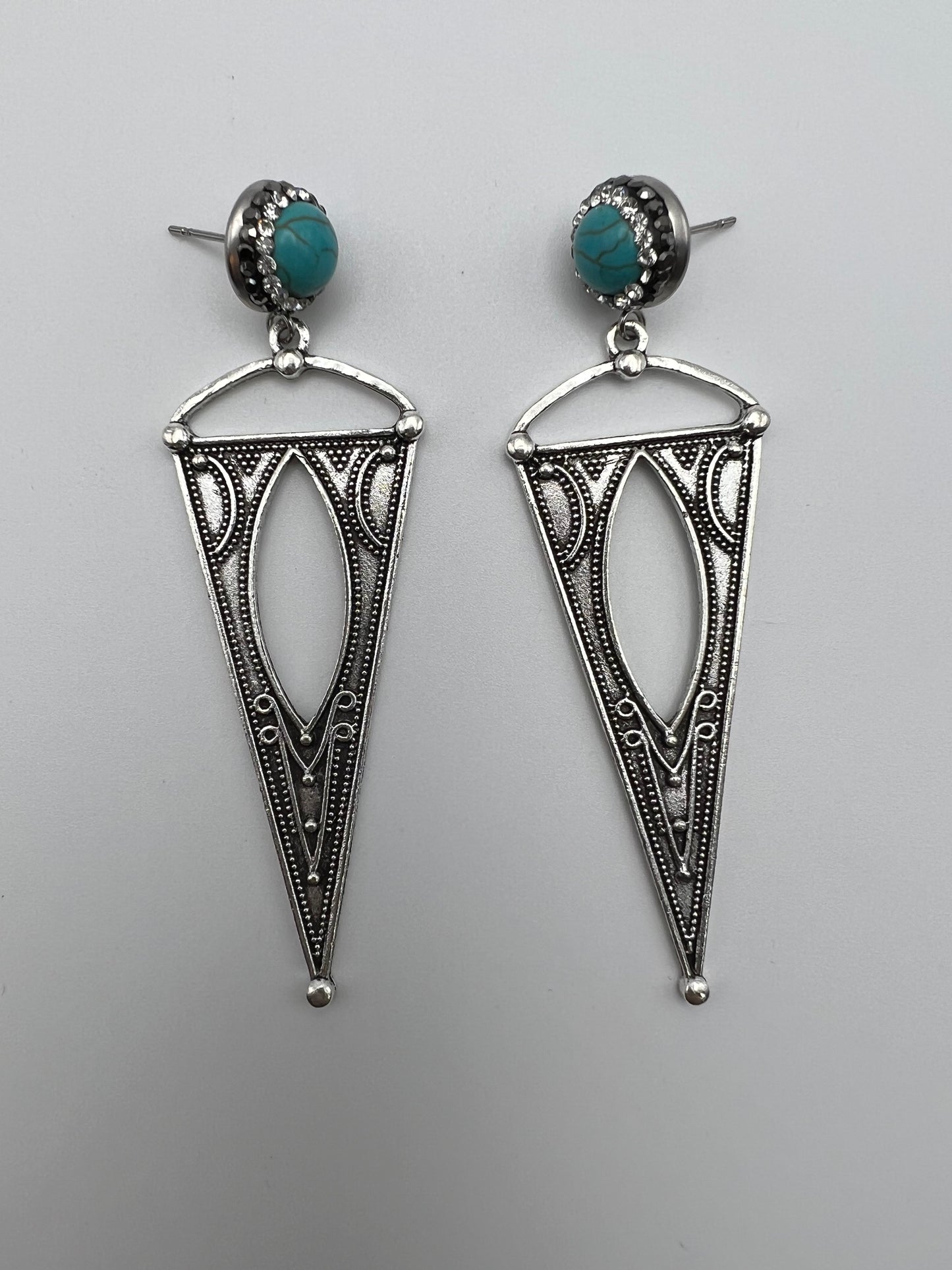 Western Boho Silver Dangle Earrings