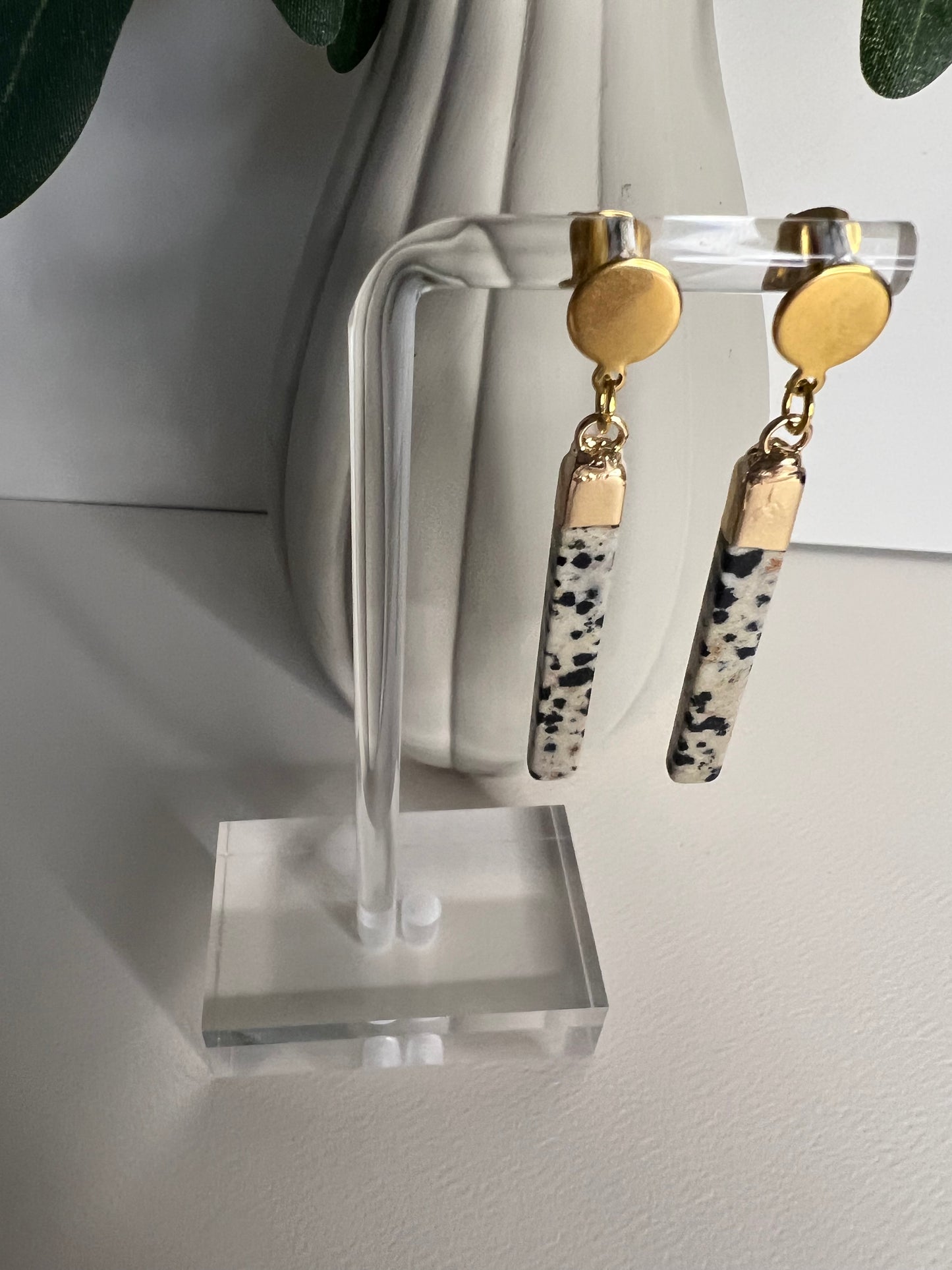 Dalmatian Jasper Stone Earrings