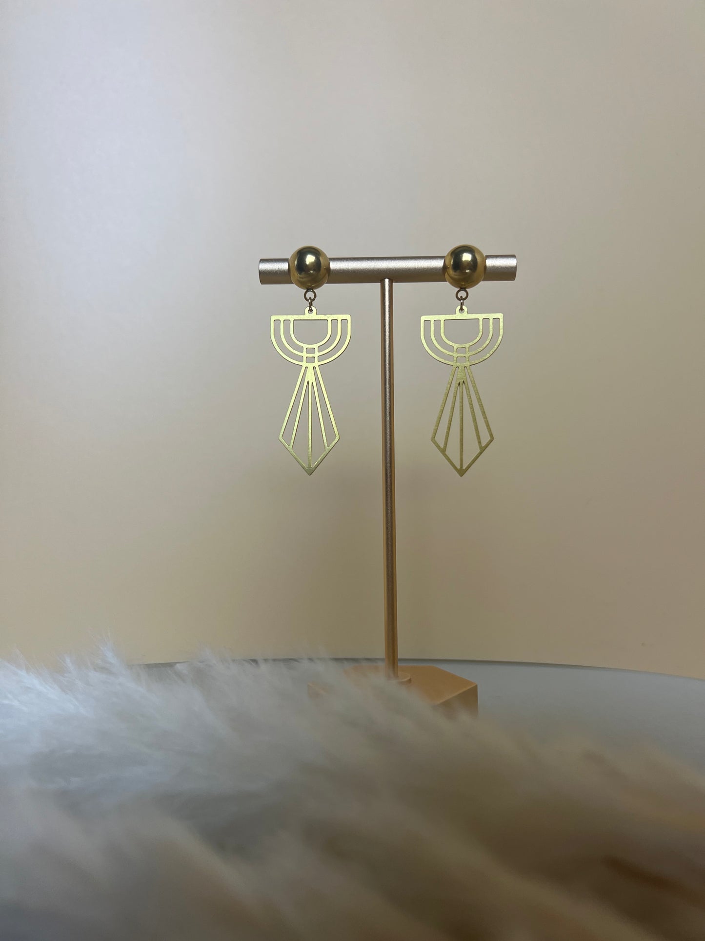Art Deco-Inspired Brass Earrings