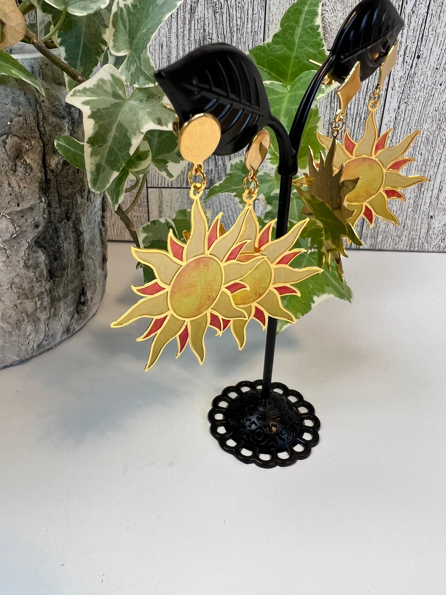 Brass Sun Statement Earrings