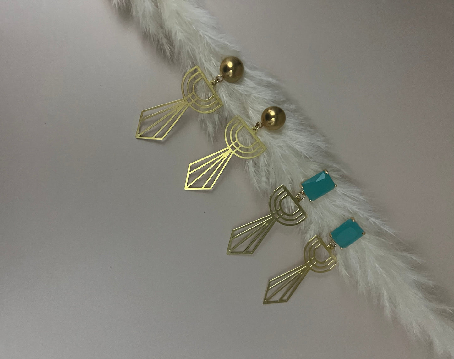 Art Deco-Inspired Brass Earrings