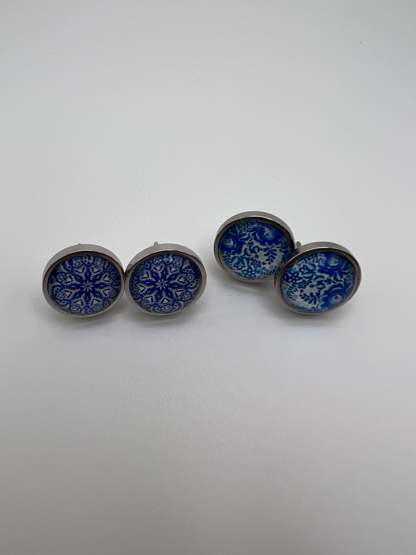 Blue & Silver Stud Earrings