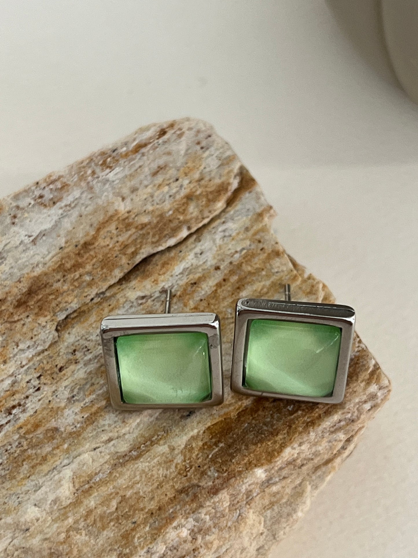 Square Silver Stud Earrings