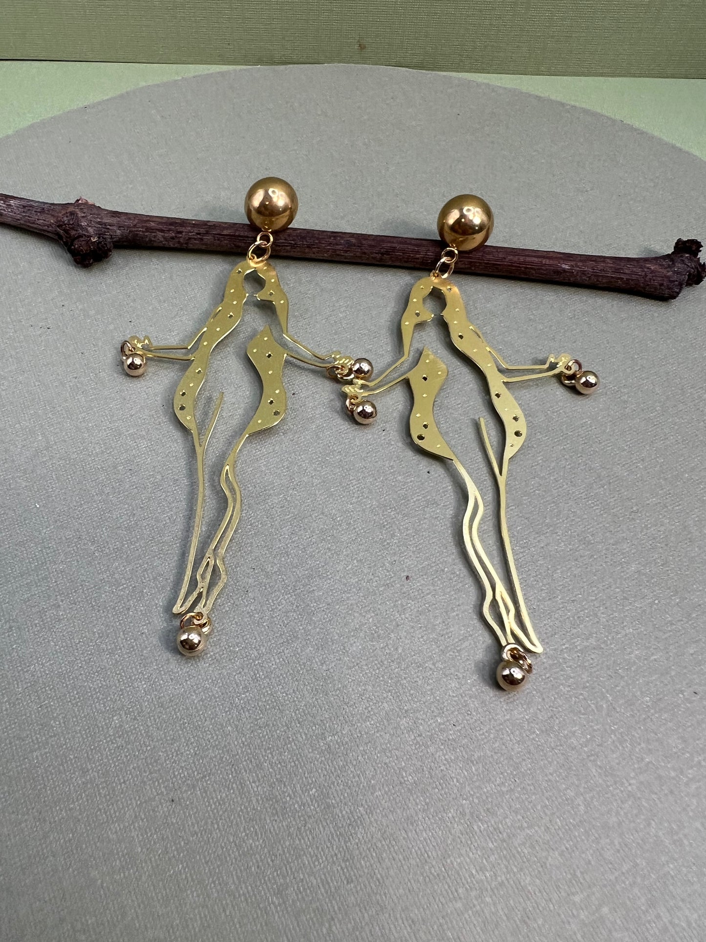 Brass Woman's Silhouette Earrings