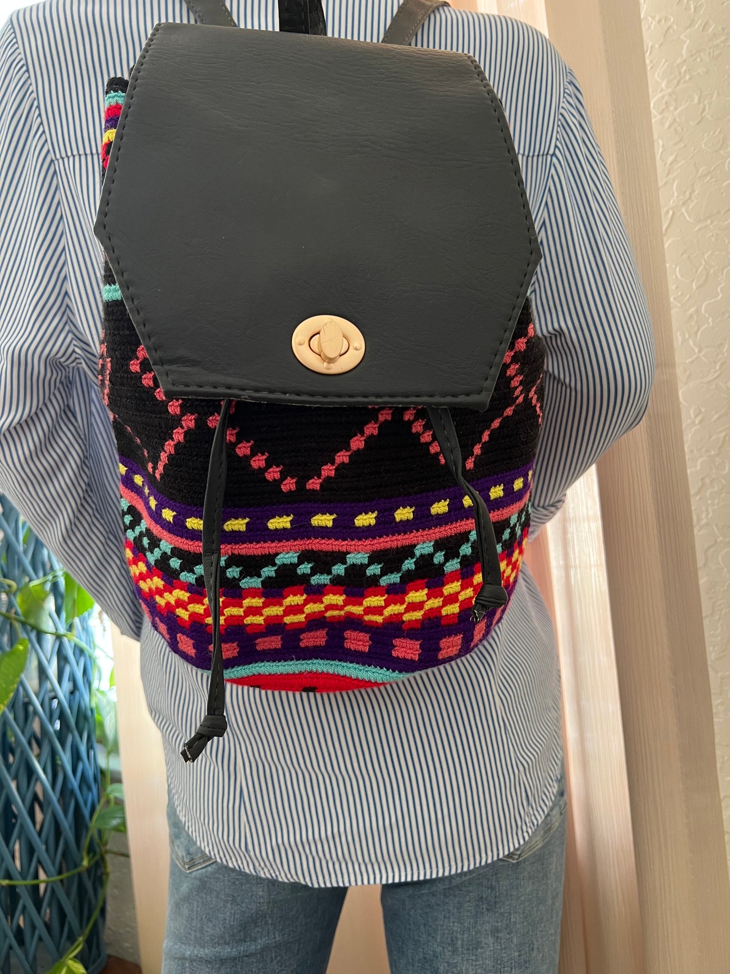 Bohemian Colorful Knitted Backpack