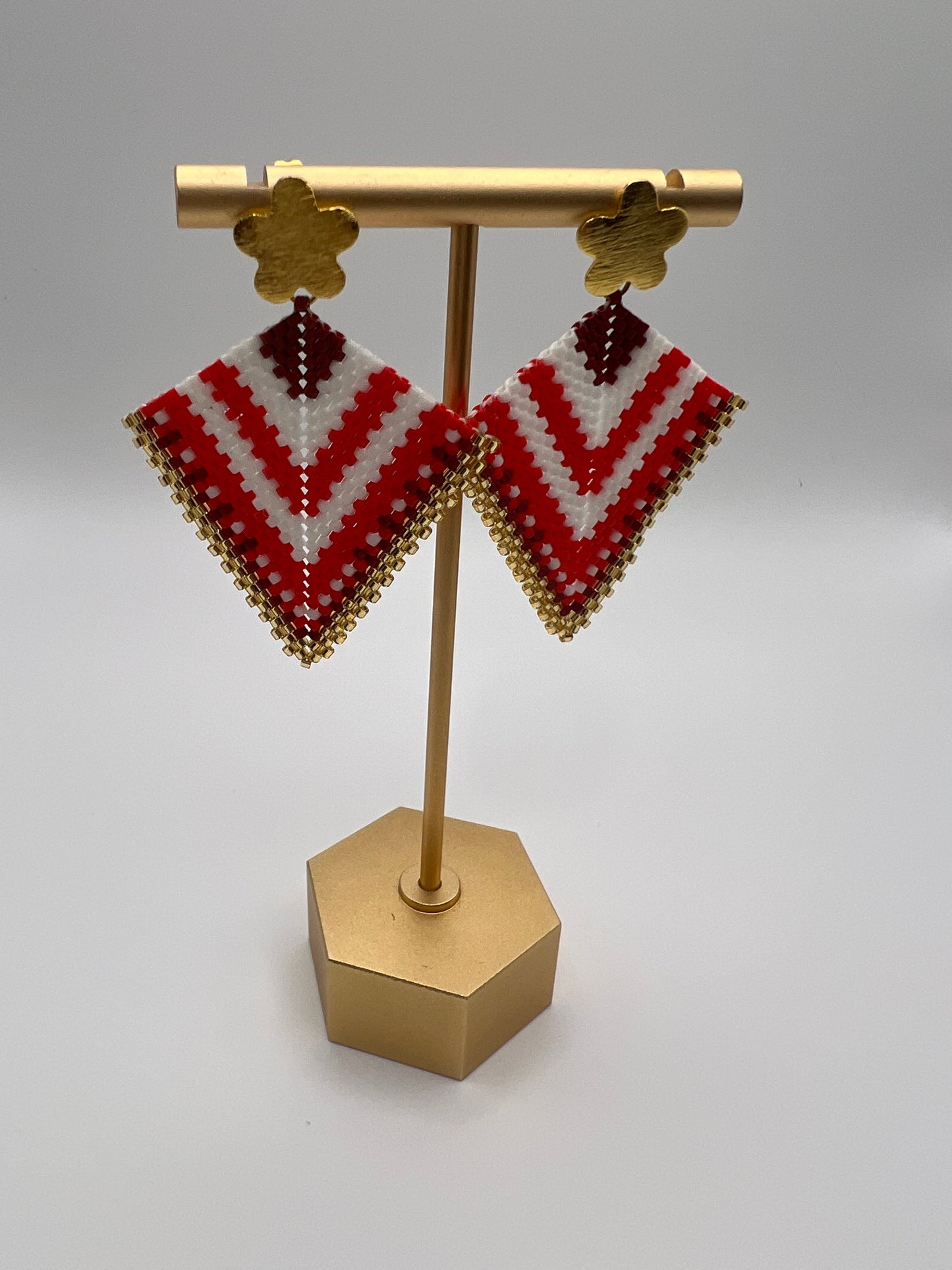 Geometric Floral Beaded Earrings