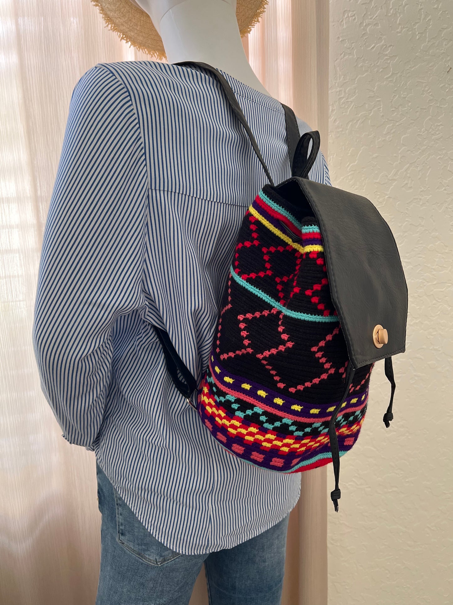 Bohemian Colorful Knitted Backpack
