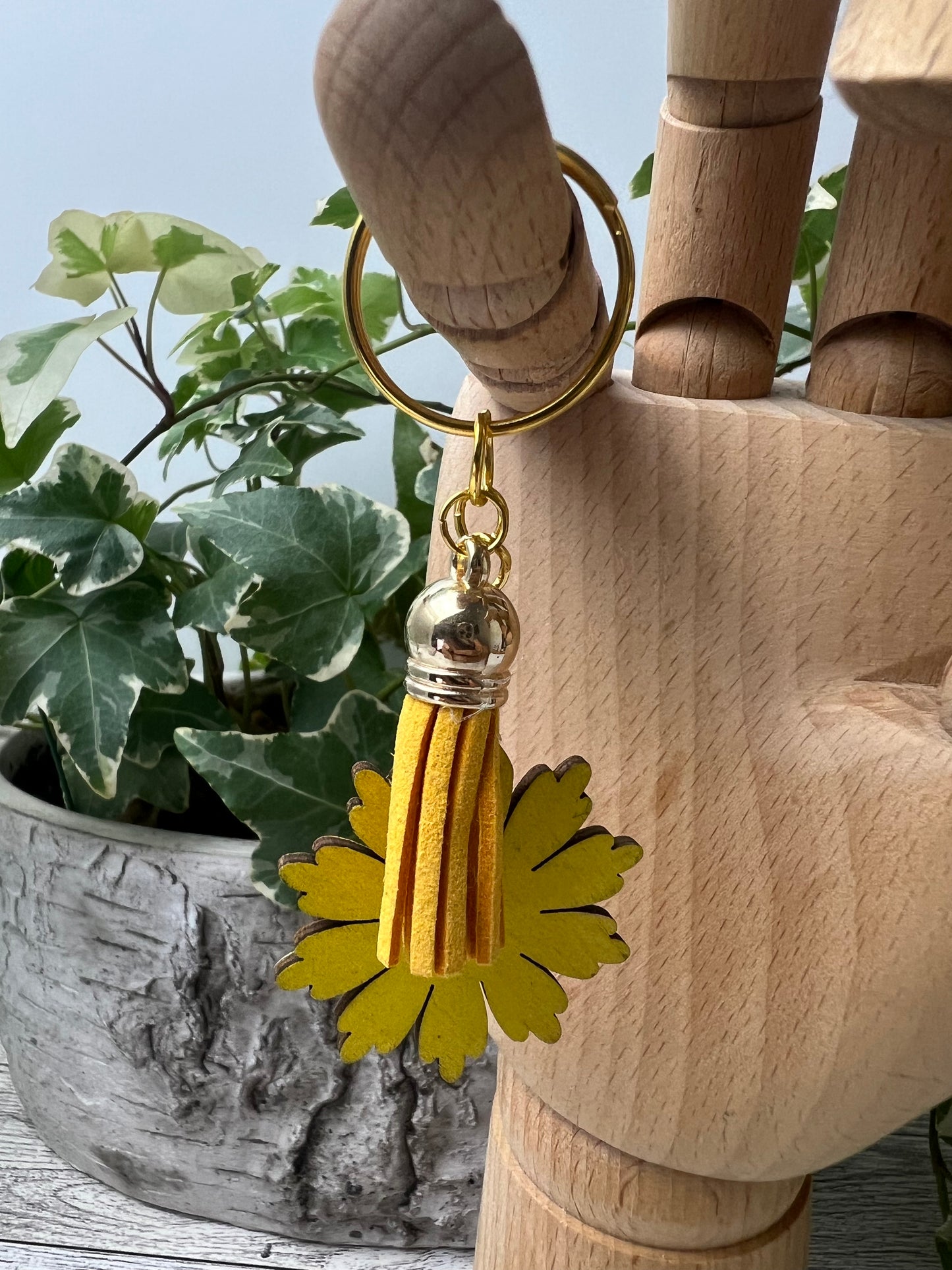 Hand-Painted Yellow Flower Keychain