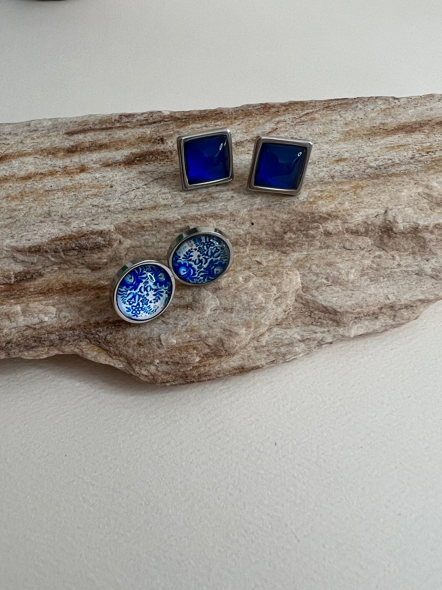 Blue & Silver Stud Earrings