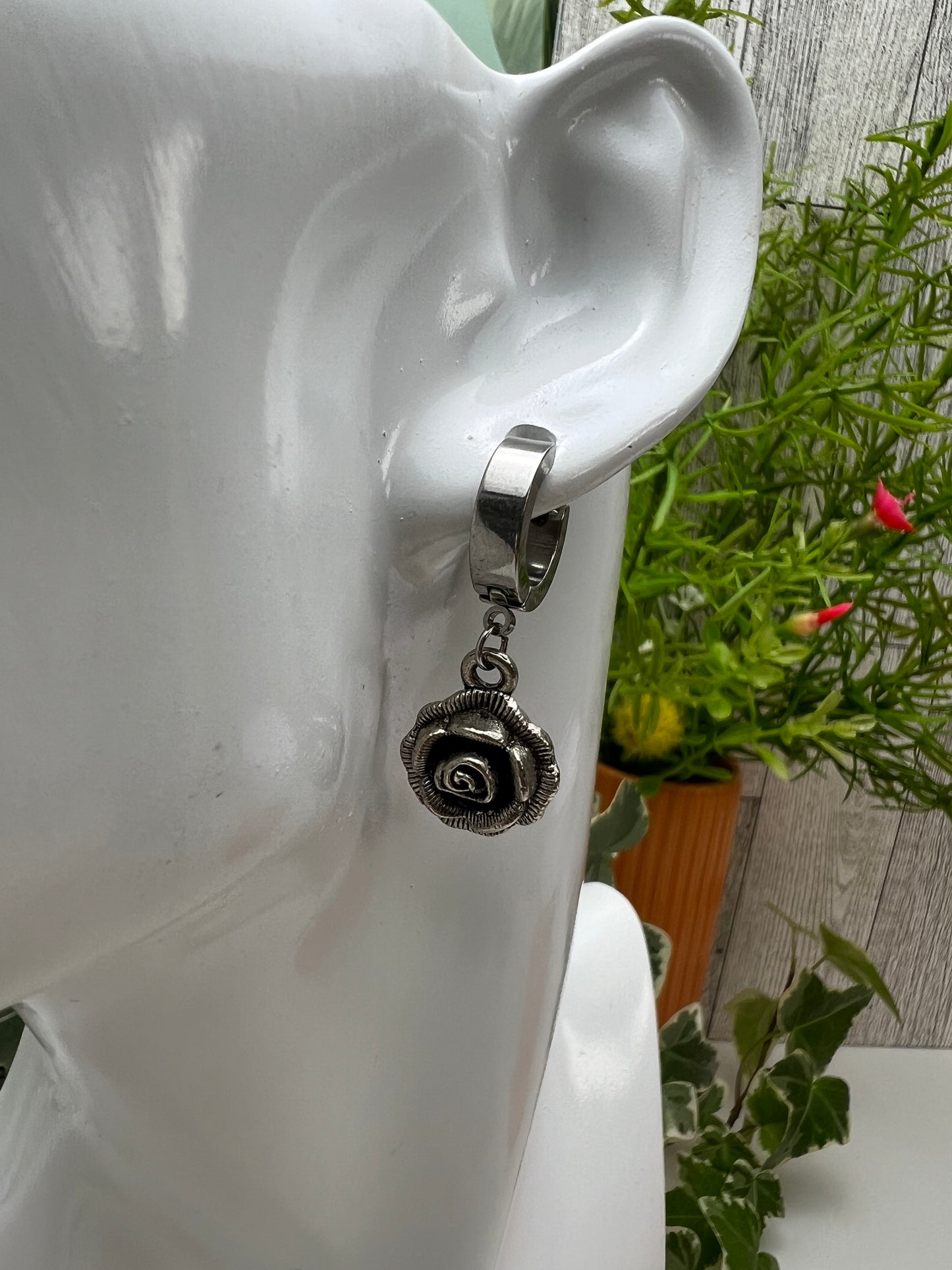 Silver Edgy Charms Dainty Hoops