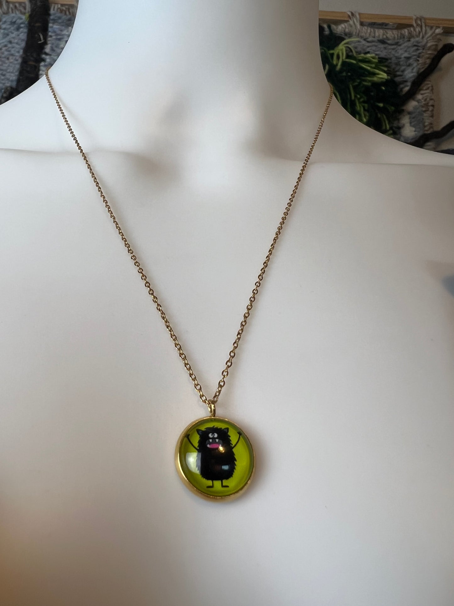 Cutesy Monster Pendant Necklace