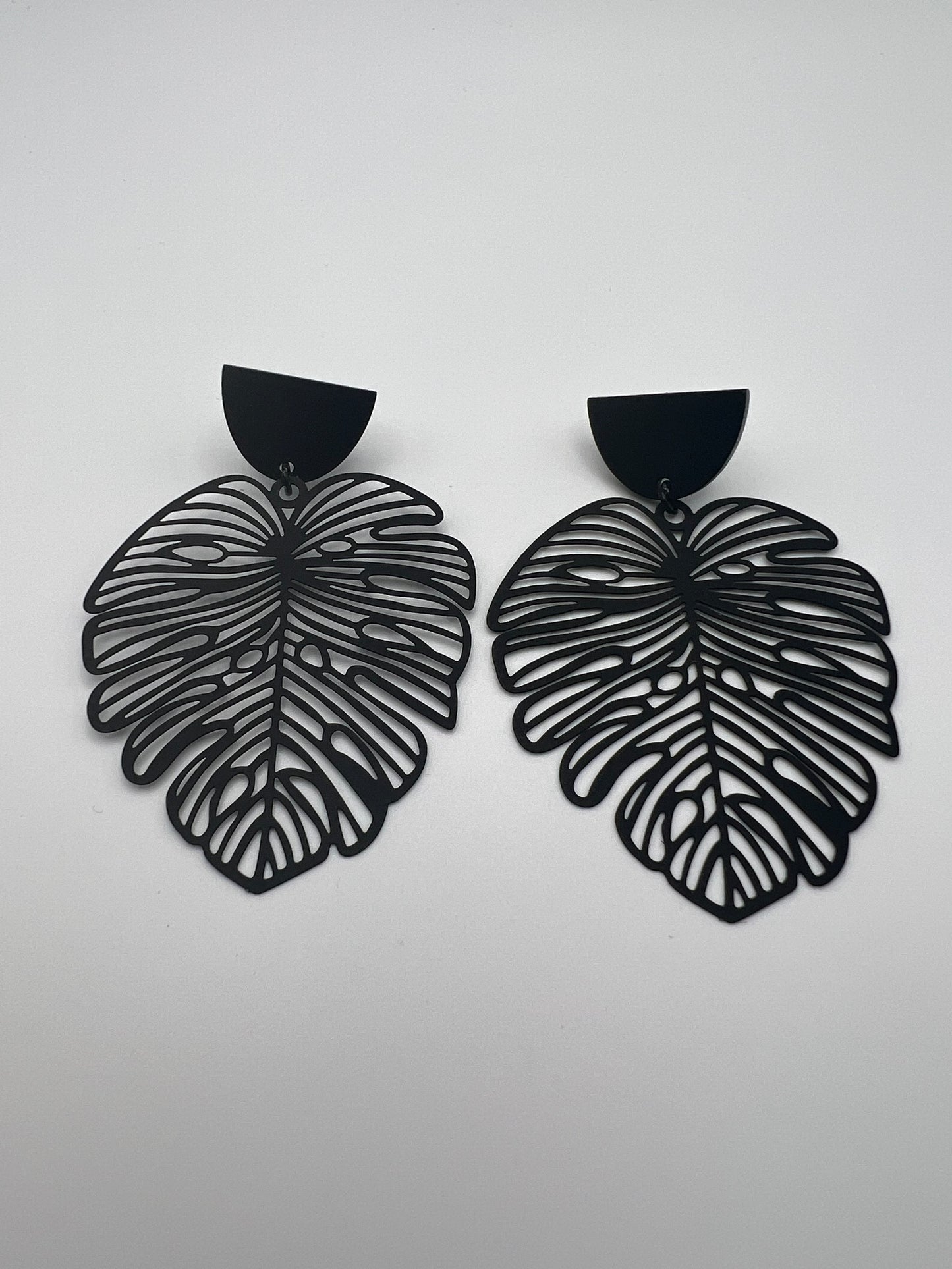 Oversized Black Leaf Earrings