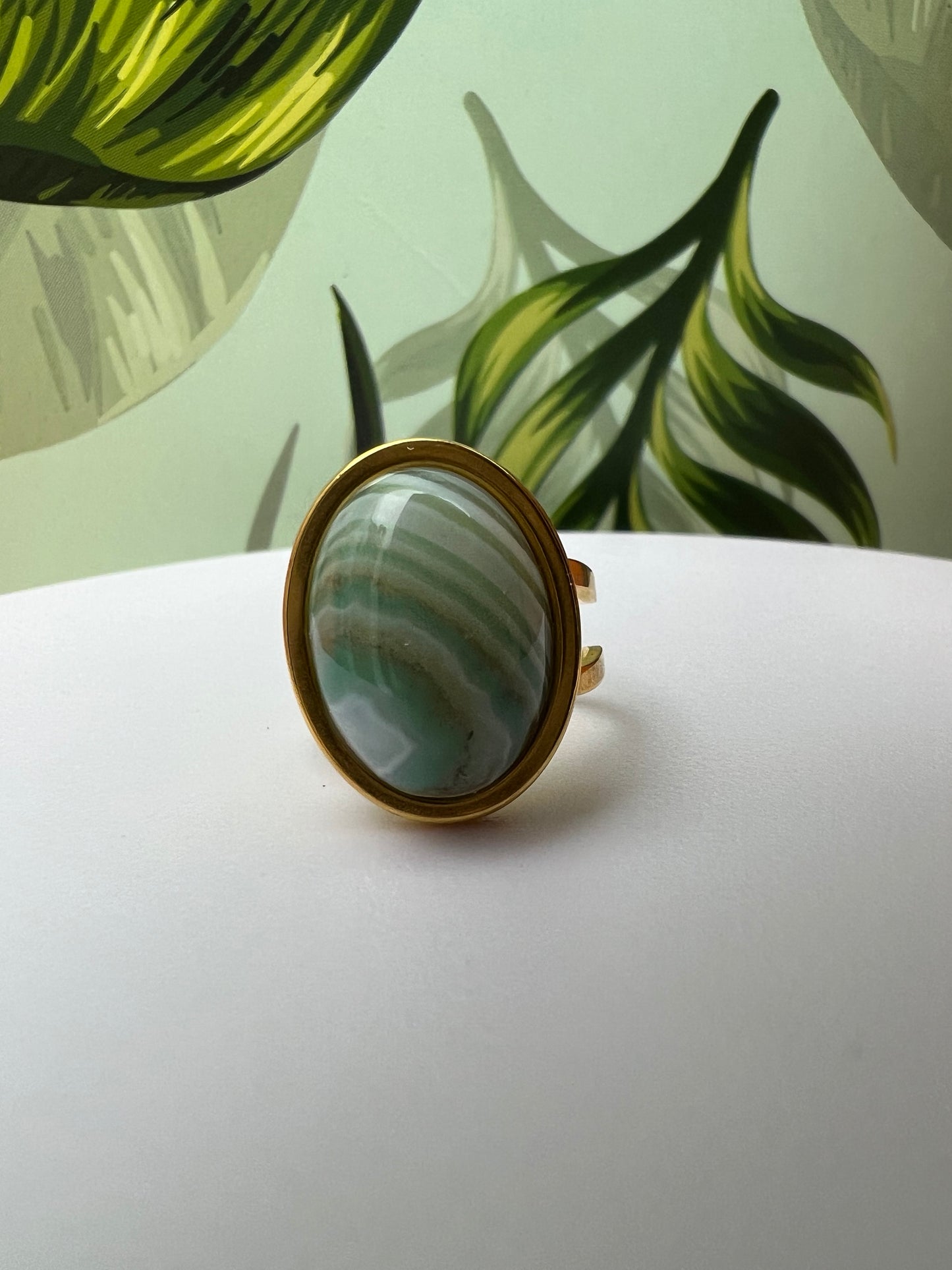 Agate Oval Statement Rings