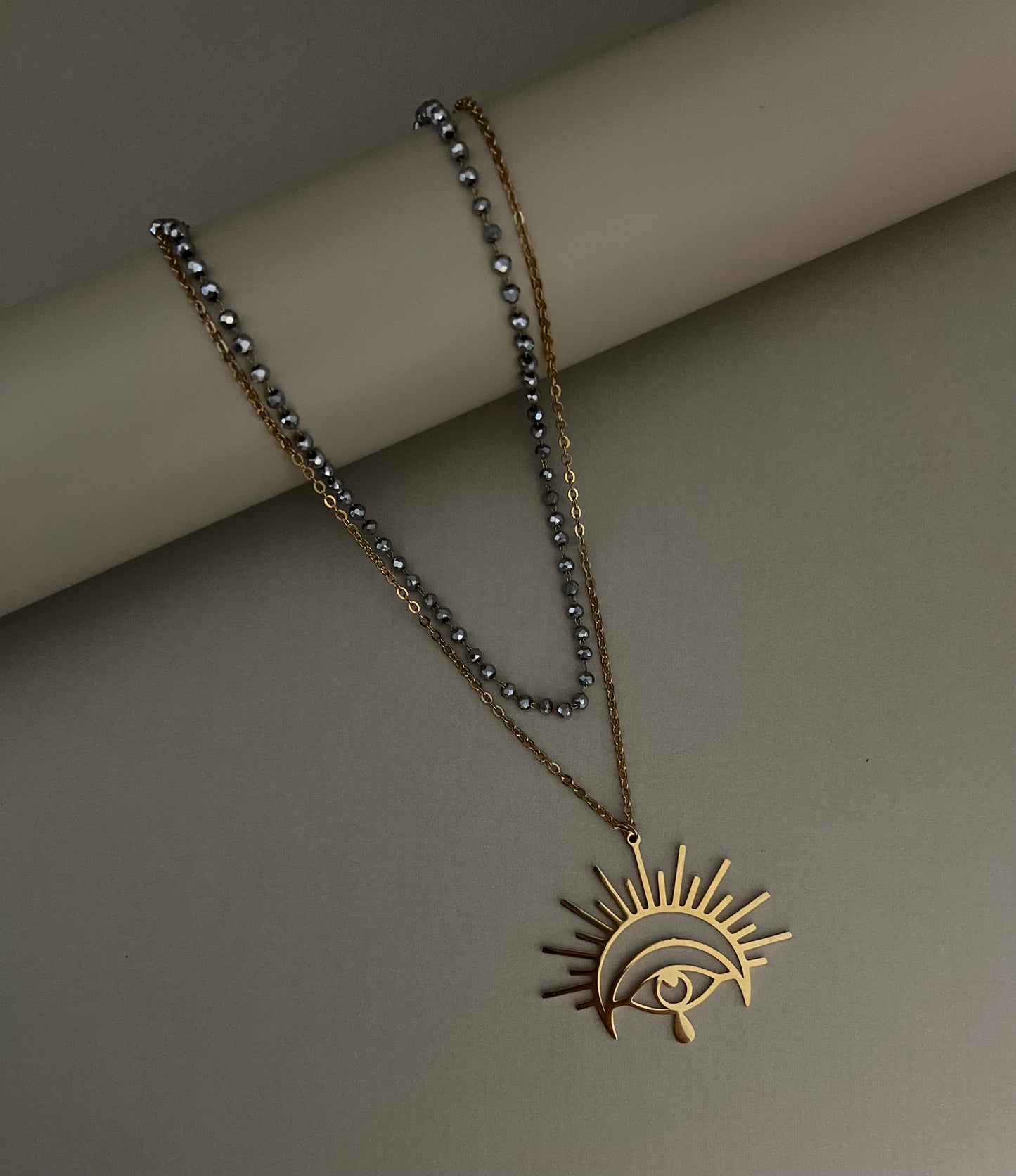 All Seeing Eye & Moon Pendant Necklace