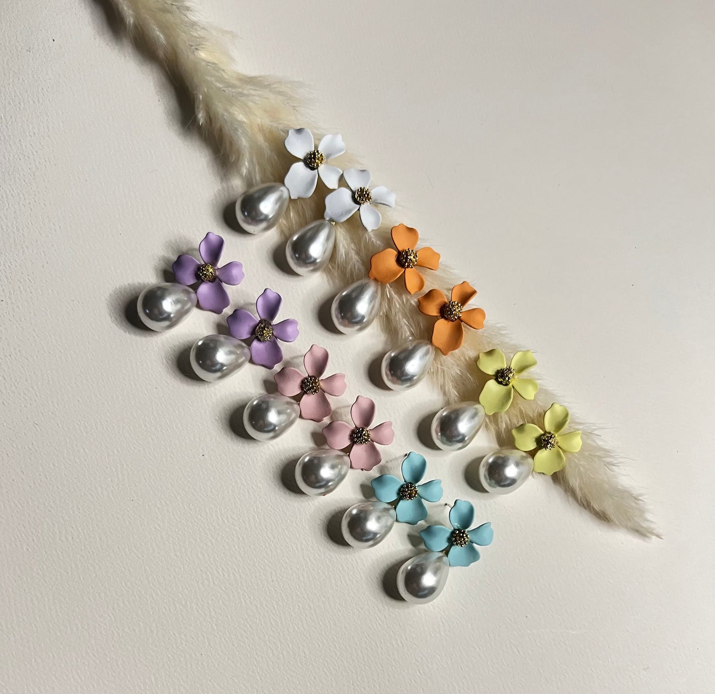 Flower & Pearl Drop Earrings