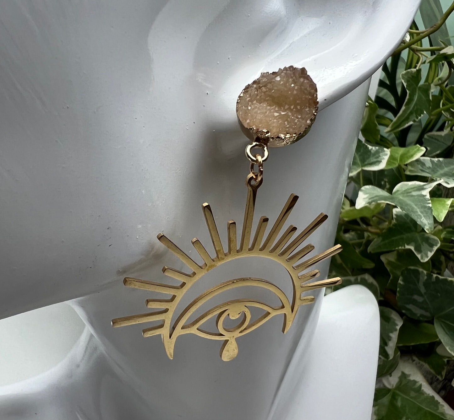 All Seeing Eye & Moon Statement Earrings