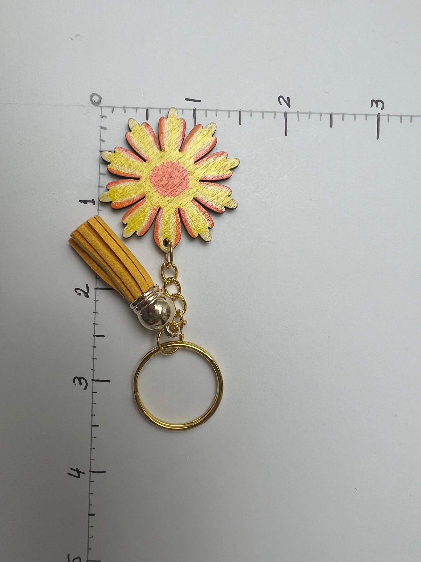 Hand-Painted Yellow Flower Keychain