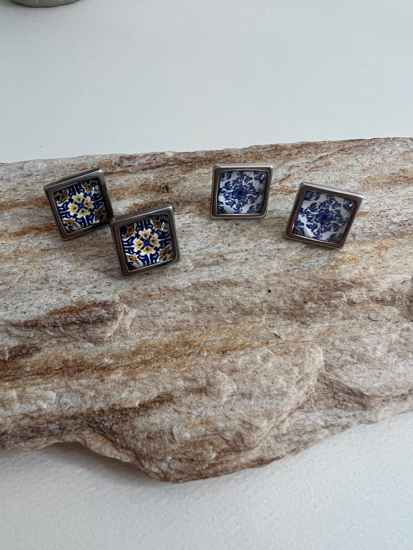 Blue & Silver Stud Earrings