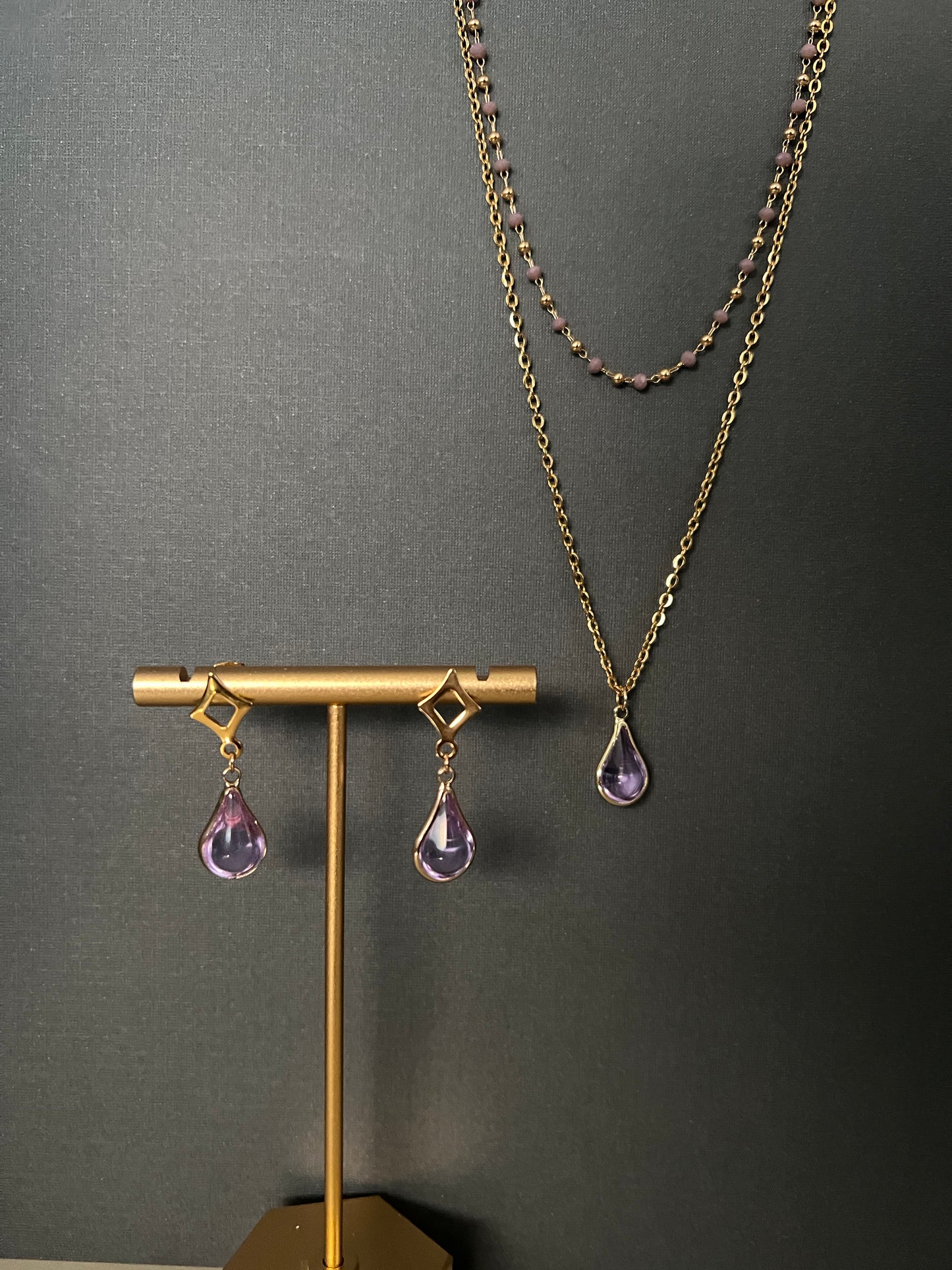 Teardrop Pendant Layered Necklace Set