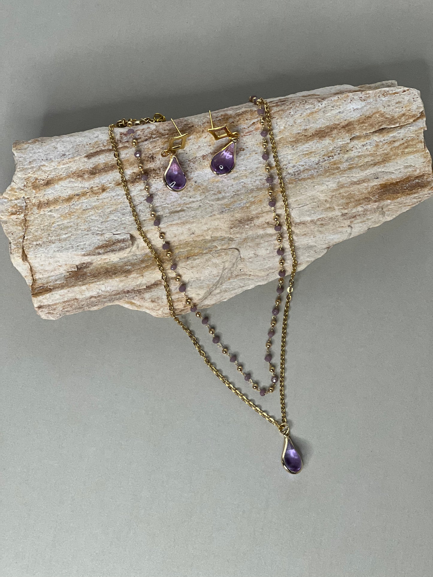 Teardrop Pendant Layered Necklace Set
