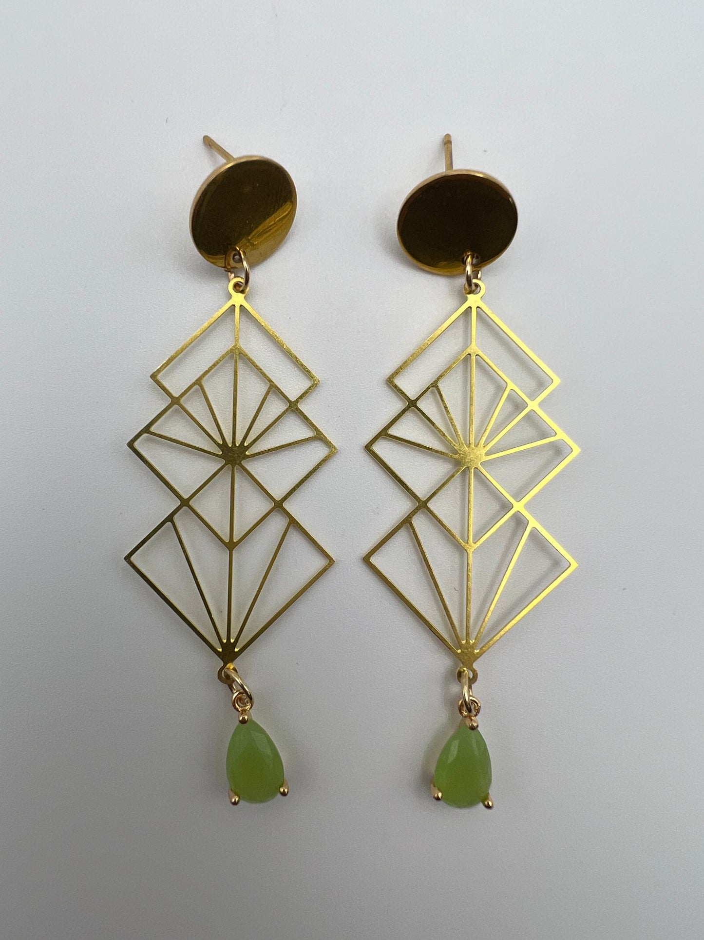 Art Deco Geometric Brass Earrings