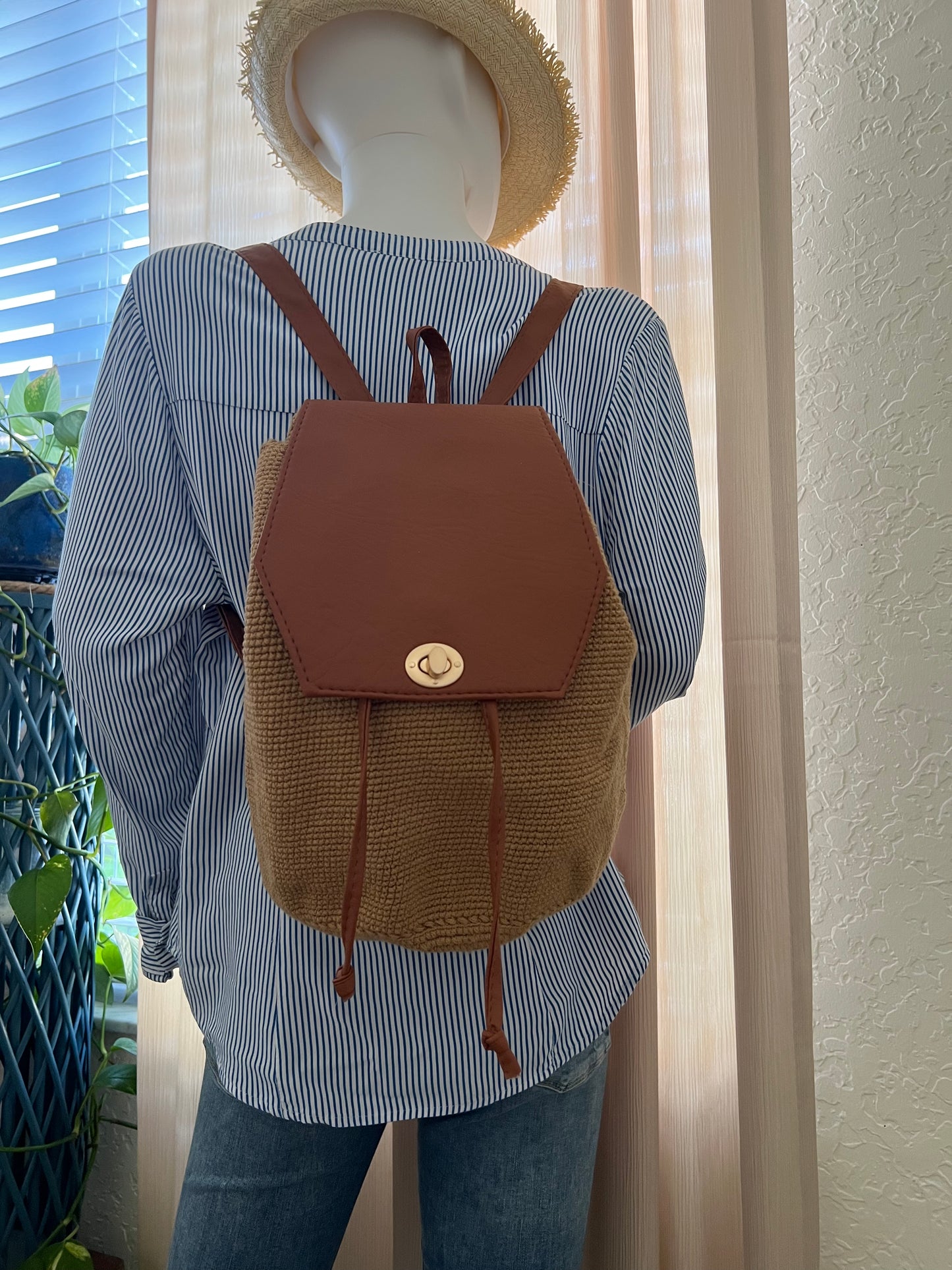 Classic Tan Handwoven Backpack