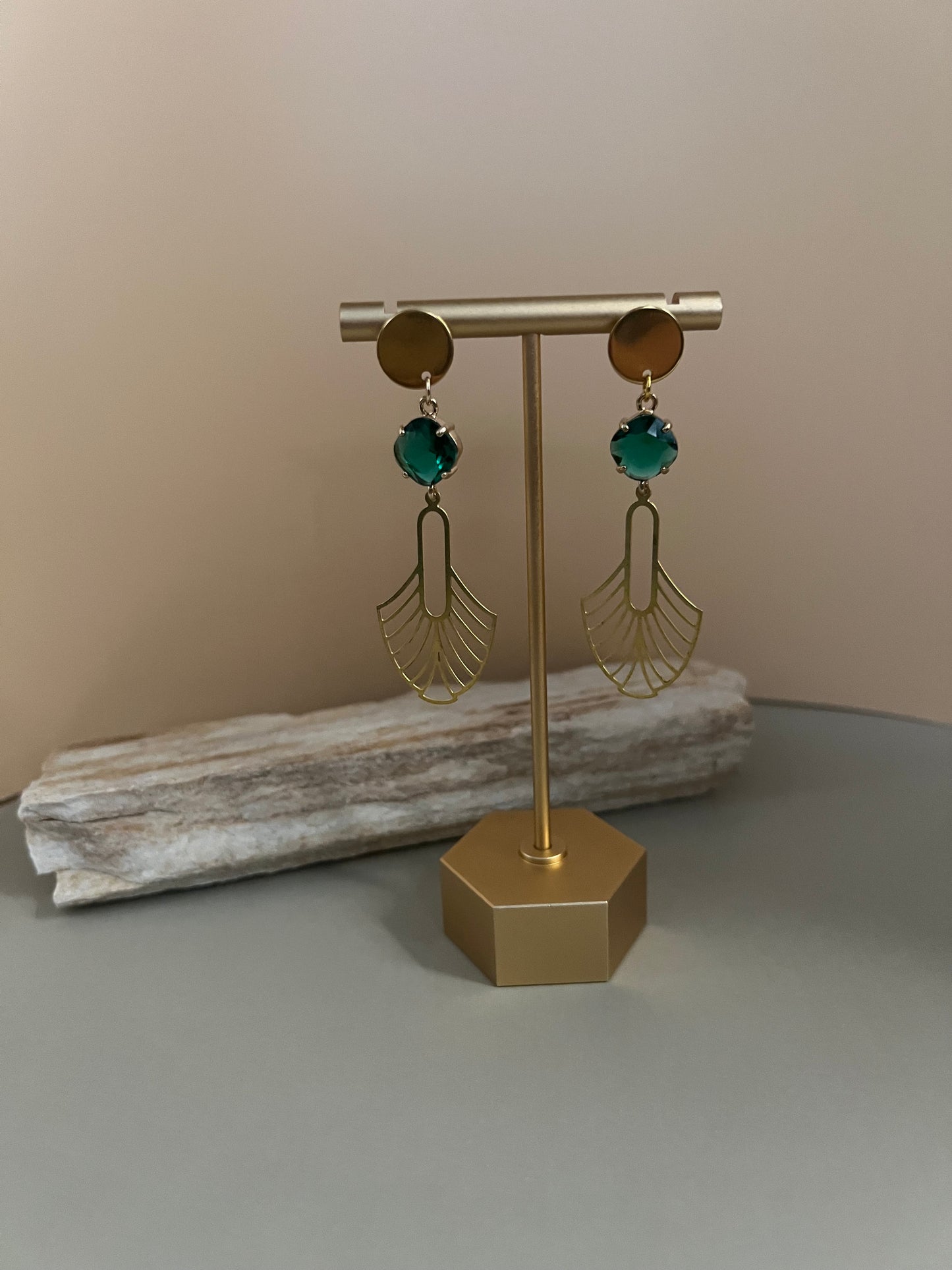Art-Deco Elegant Brass Earrings
