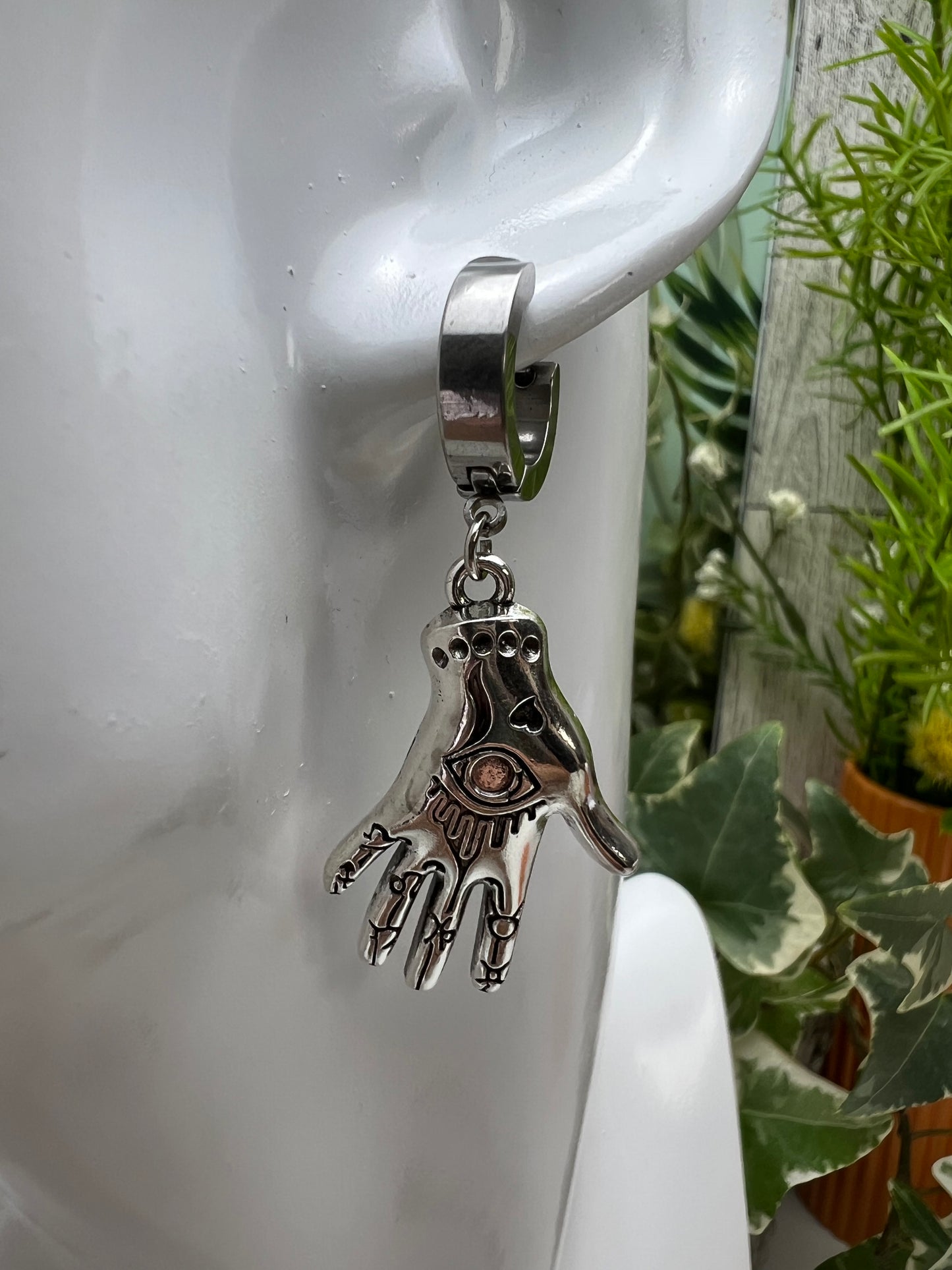 Silver Dainty Esoteric Hand Earrings