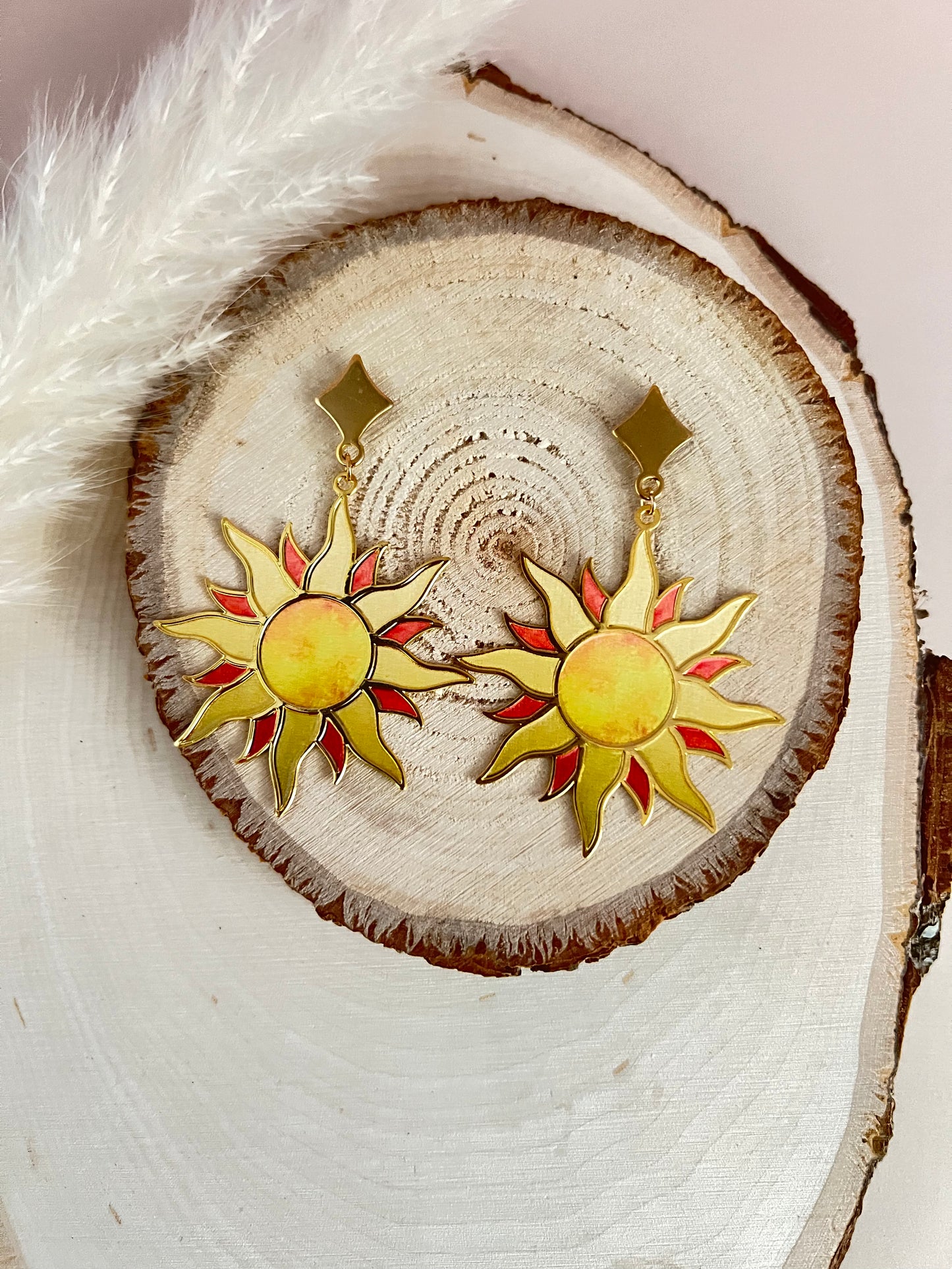 Brass Sun Statement Earrings
