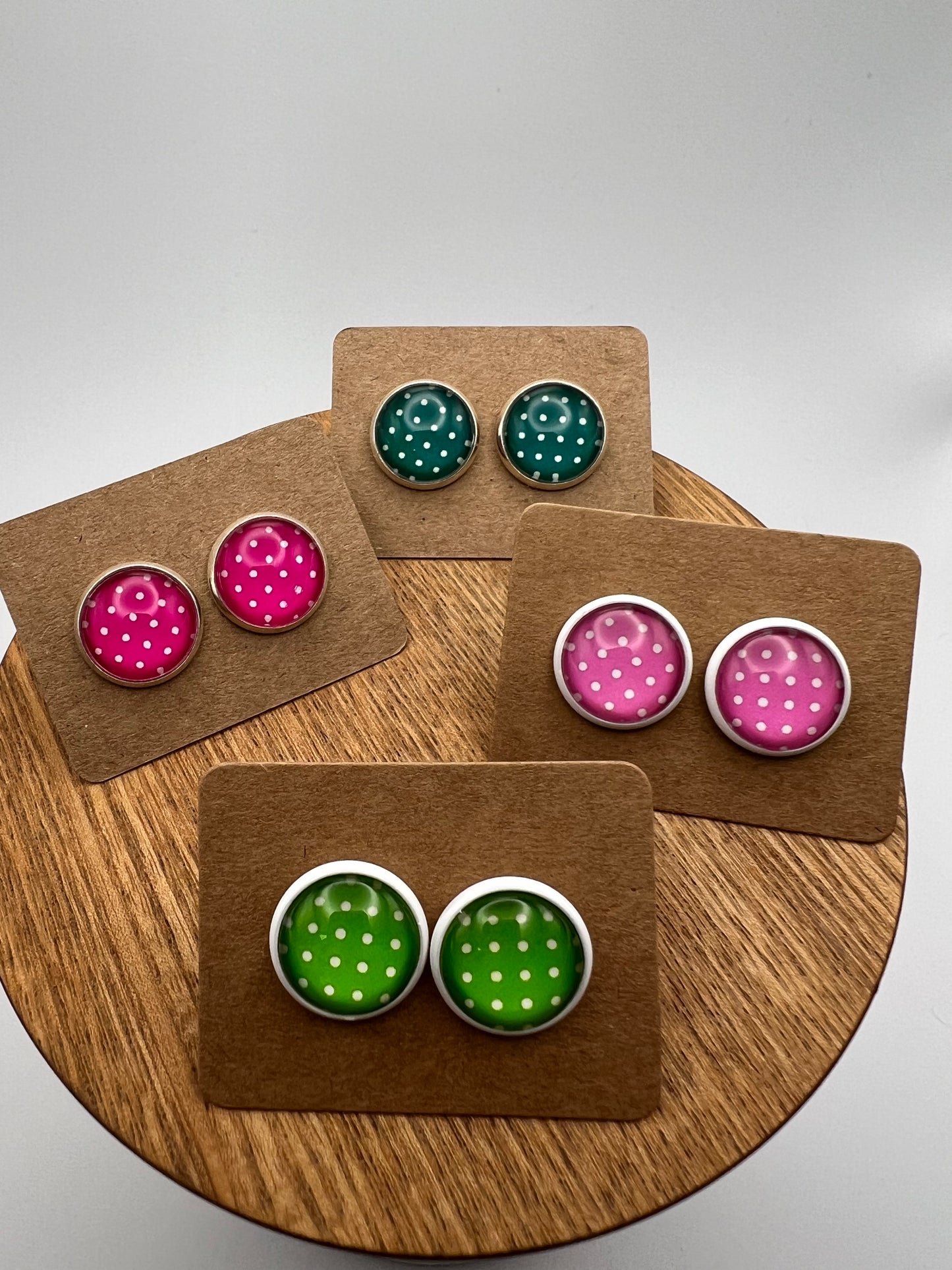 Colorful Polka-Dot Stud Earrings
