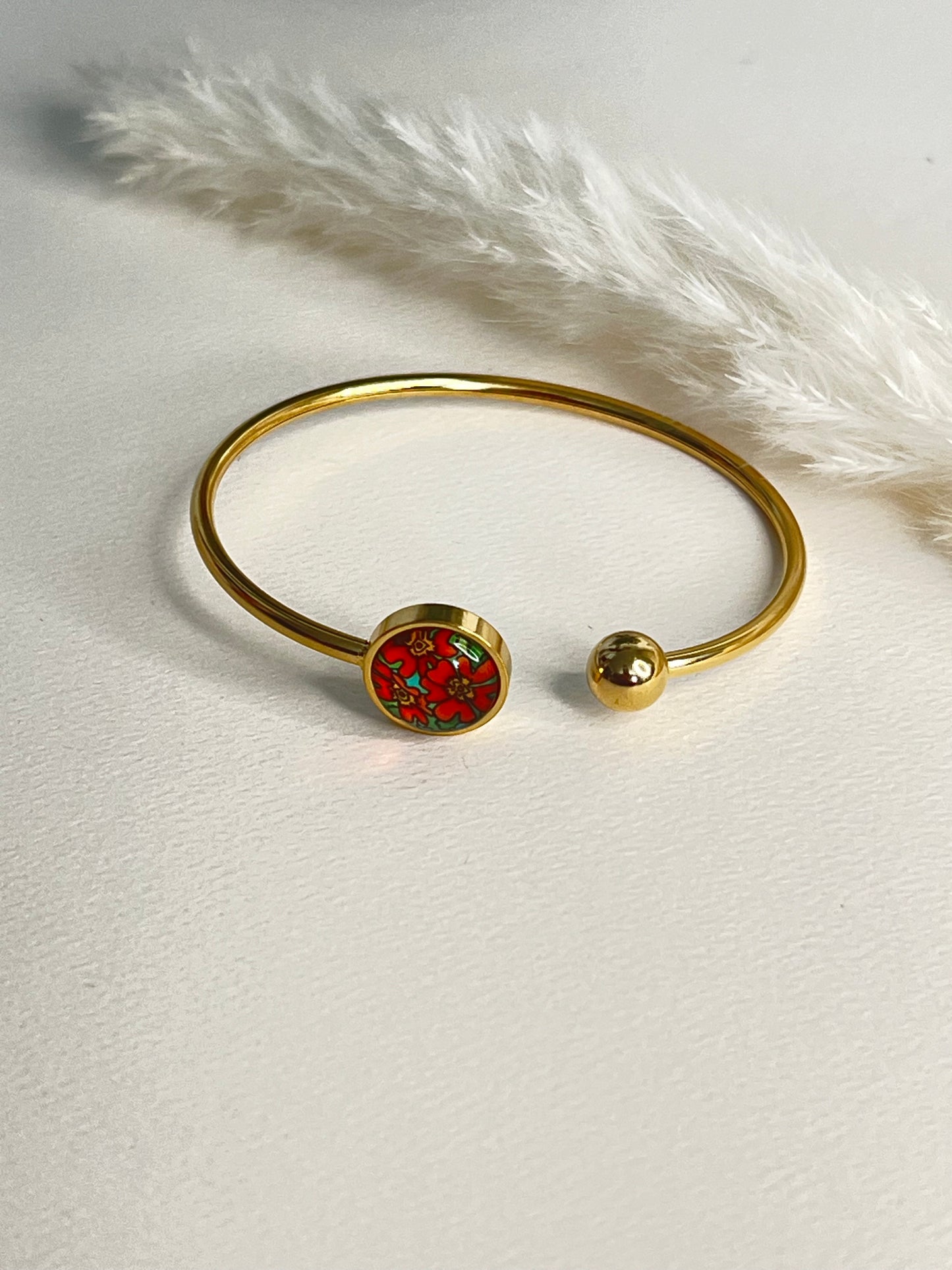 Floral Delicate Gold Bracelet Cuff