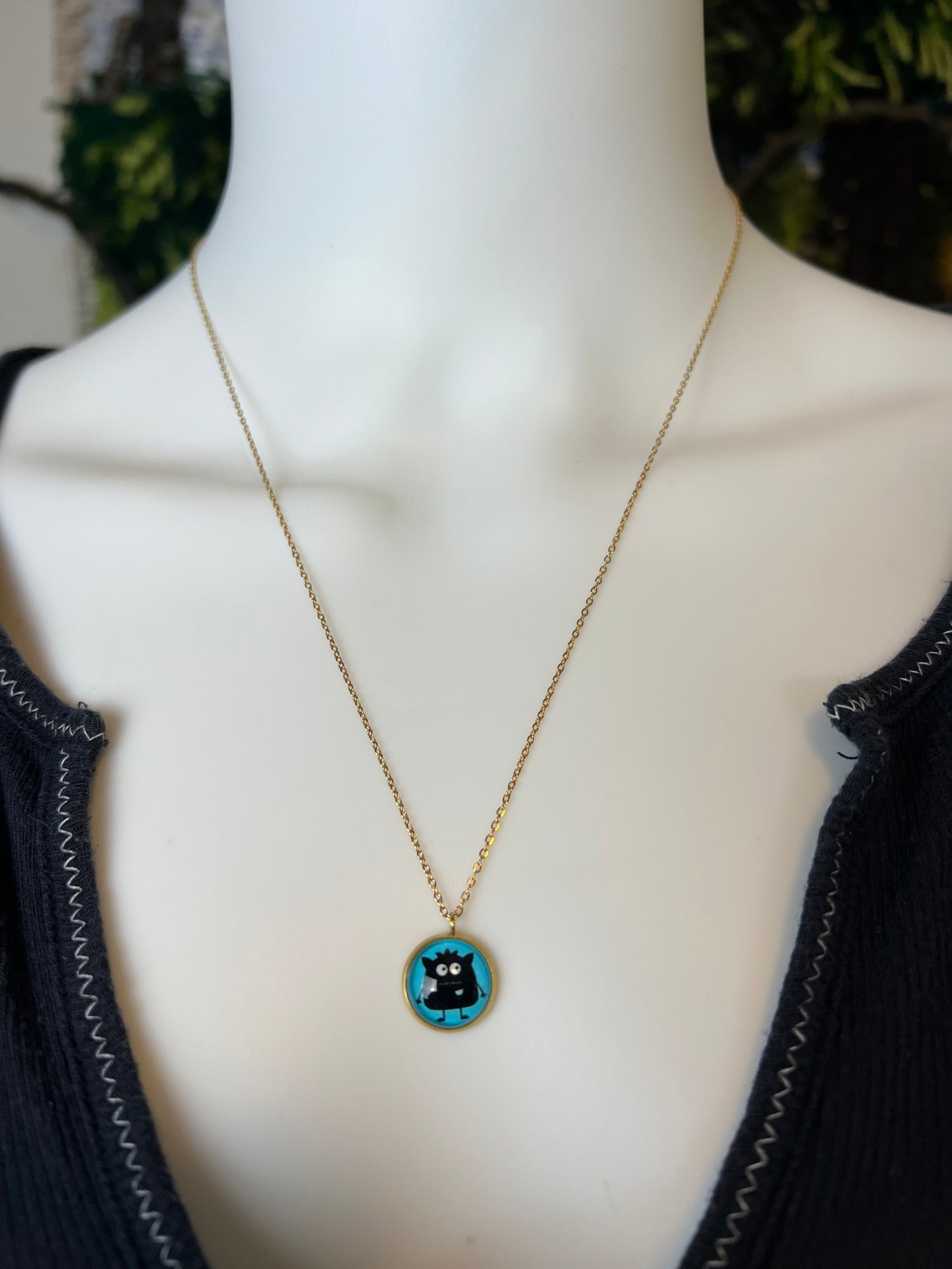 Cutesy Monster Pendant Necklace