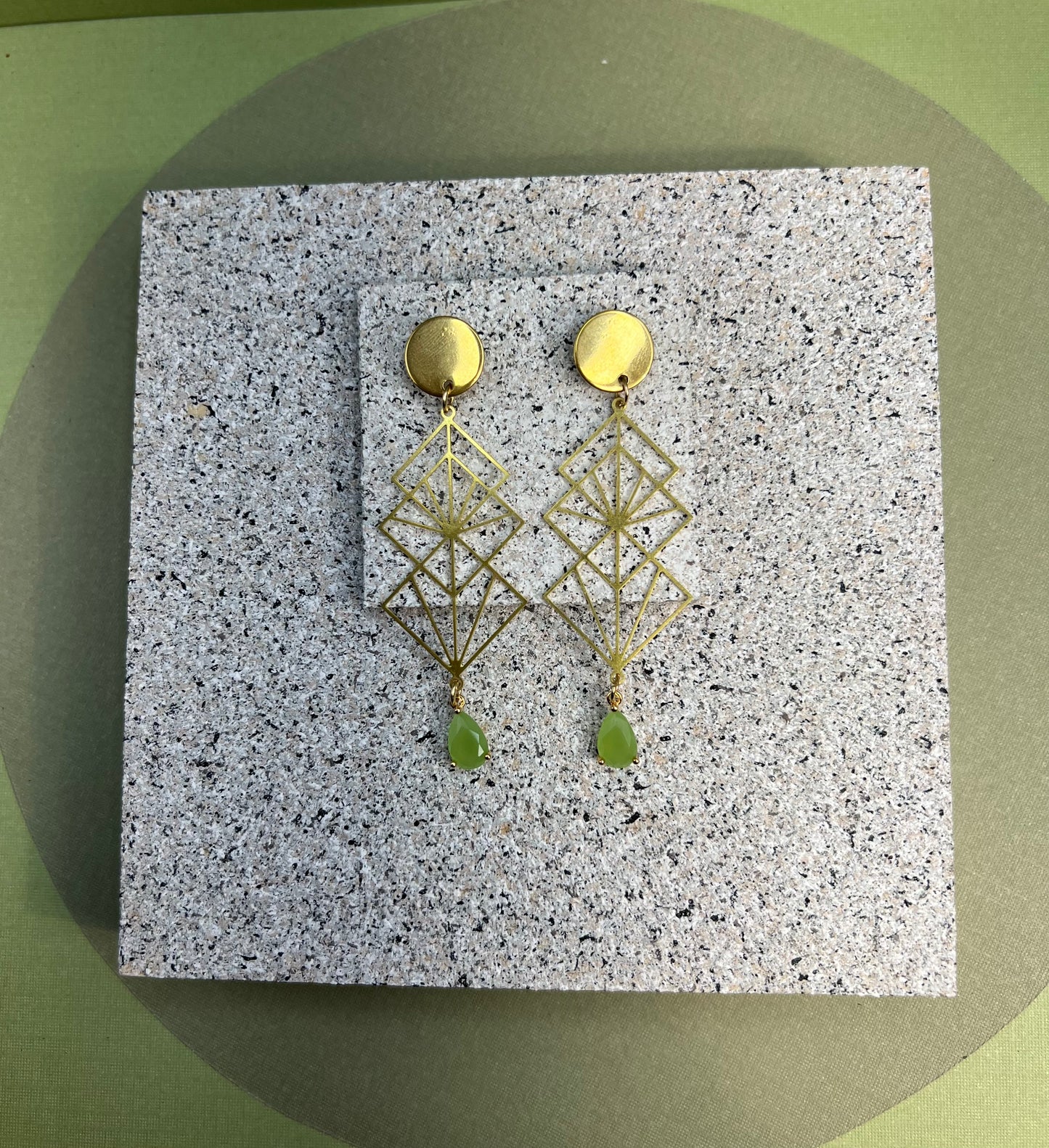 Art Deco Geometric Brass Earrings