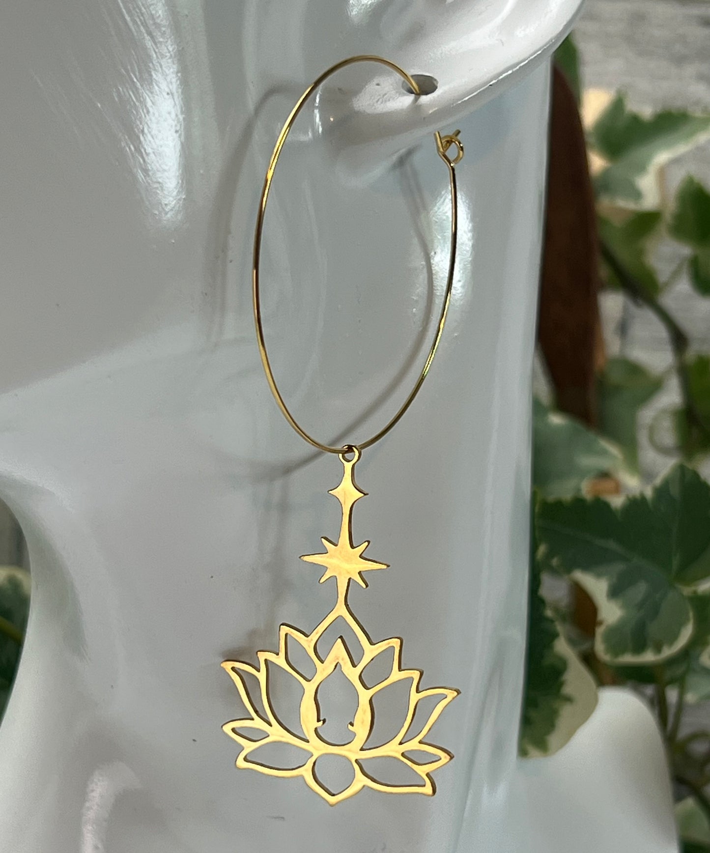 Lotus Buddha Pendant Hoops