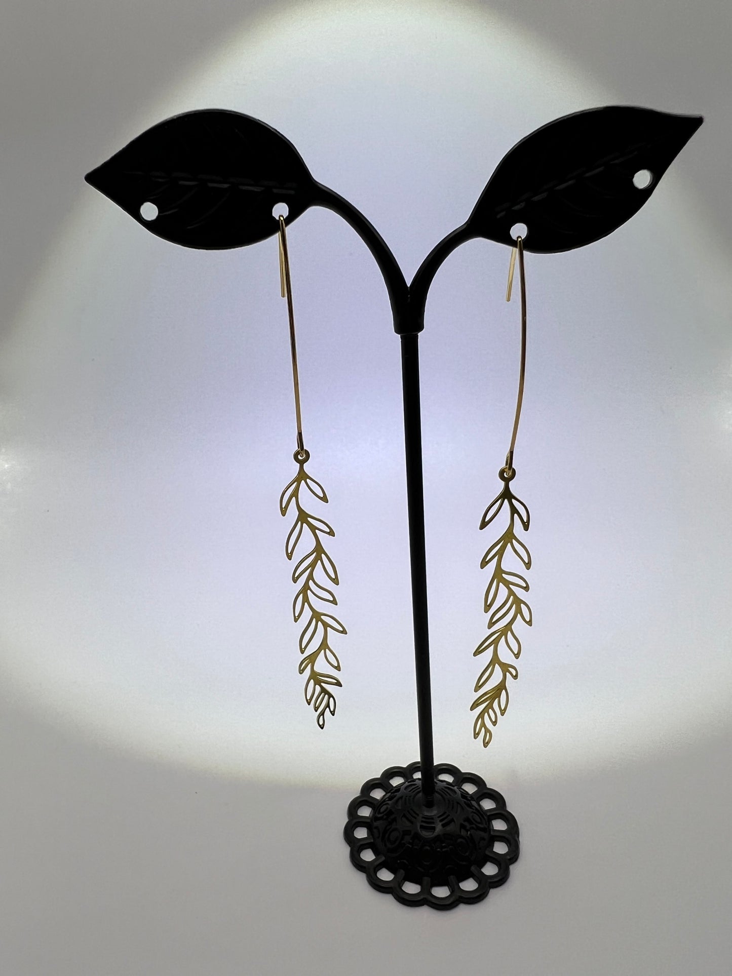 Brass Leaf Dangle Earrings