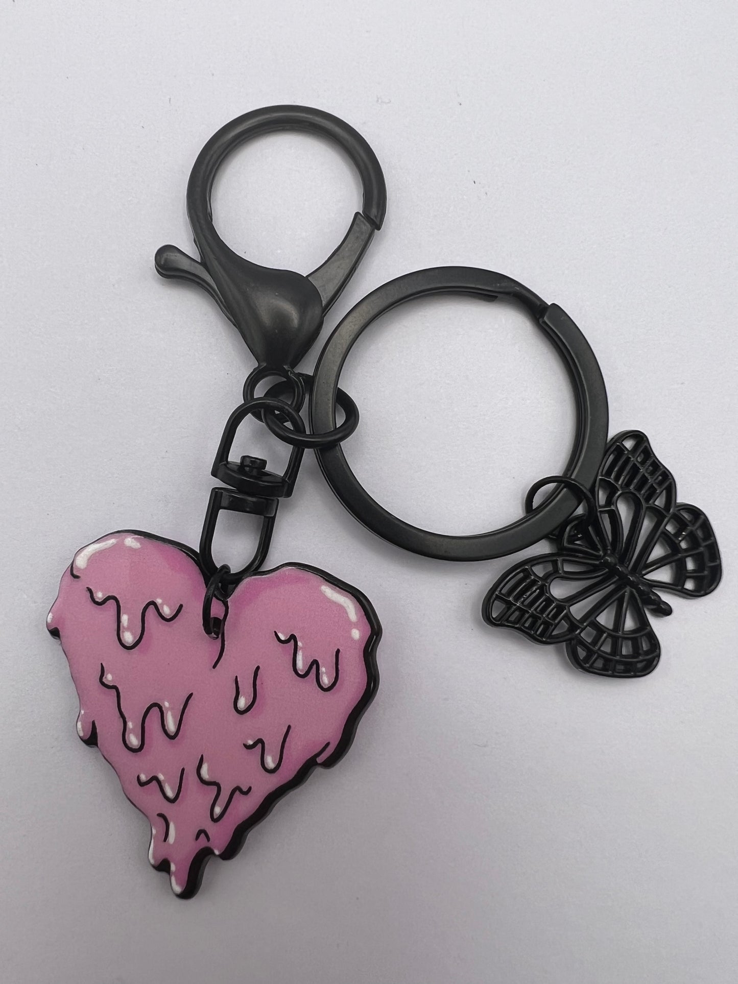 Pastel Goth Melted Heart Keychain