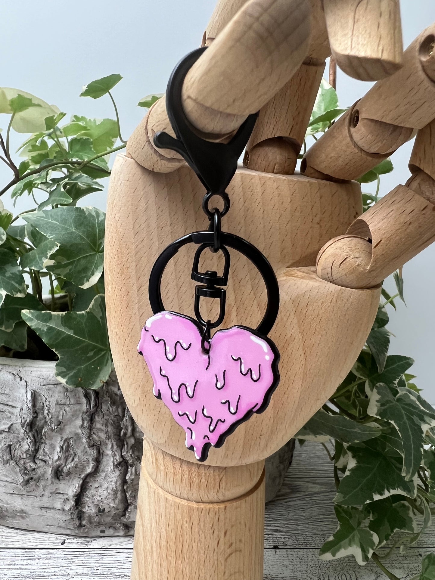 Pastel Goth Melted Heart Keychain