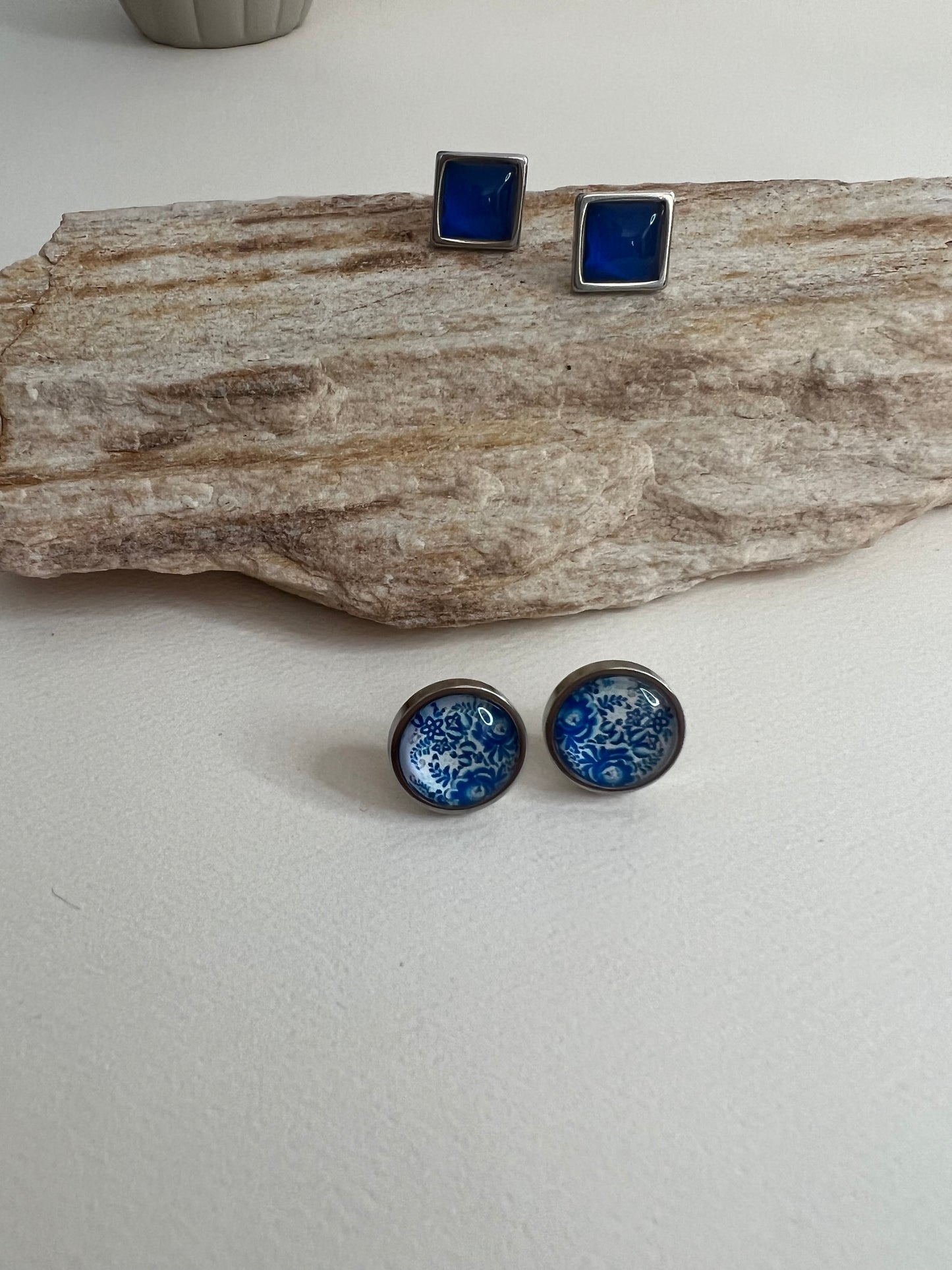 Blue & Silver Stud Earrings