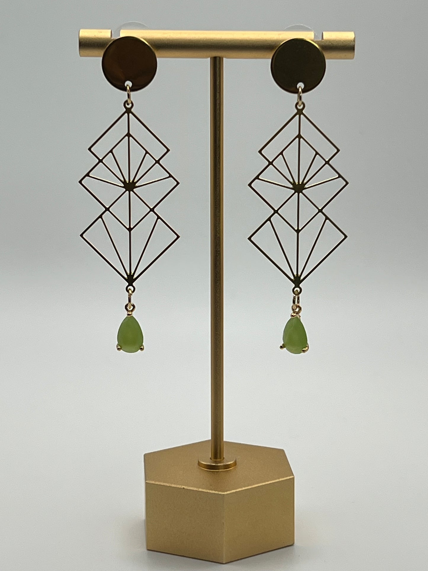 Art Deco Geometric Brass Earrings